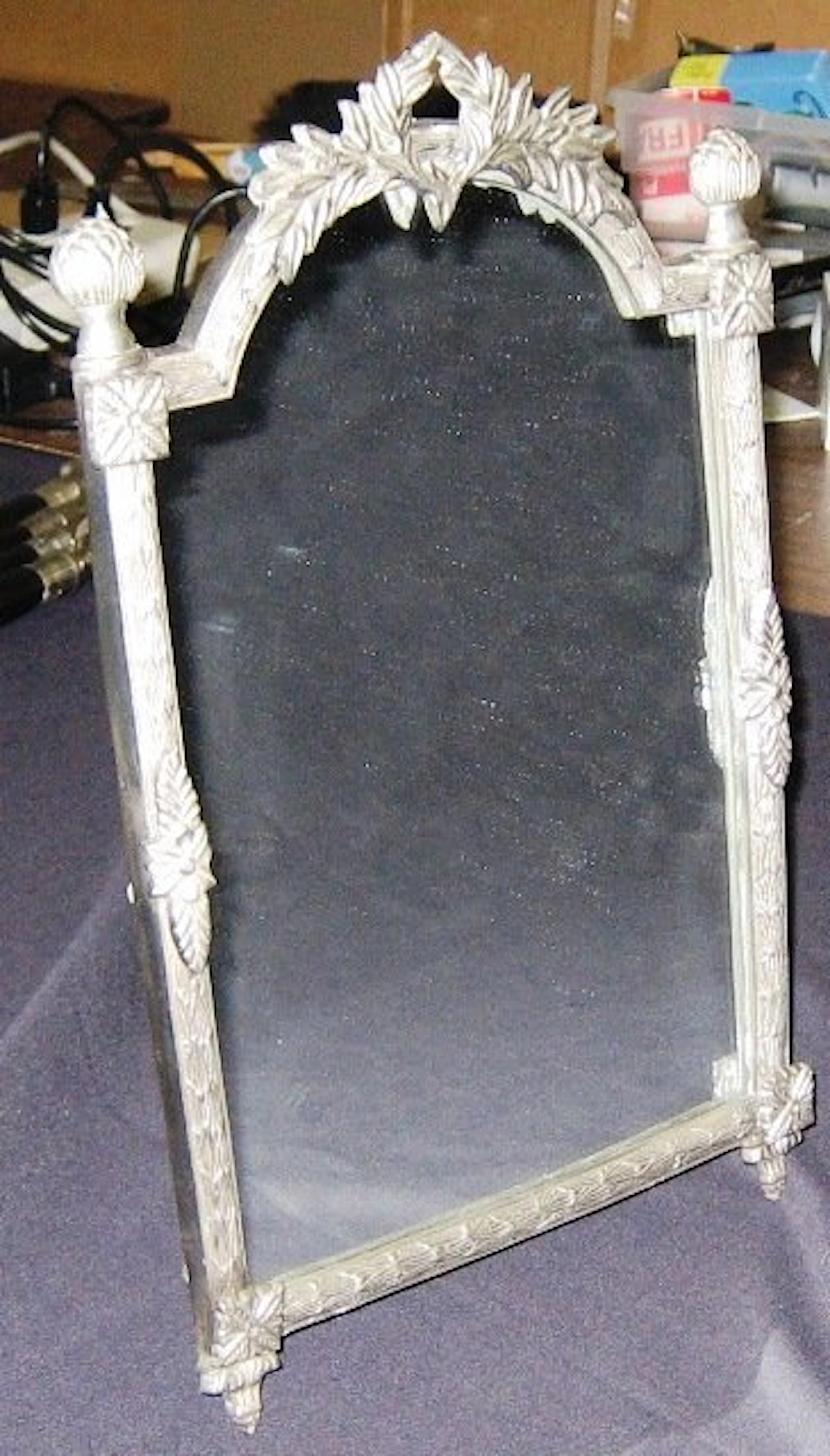 139: Table Top Standing Antique Finish Mirror