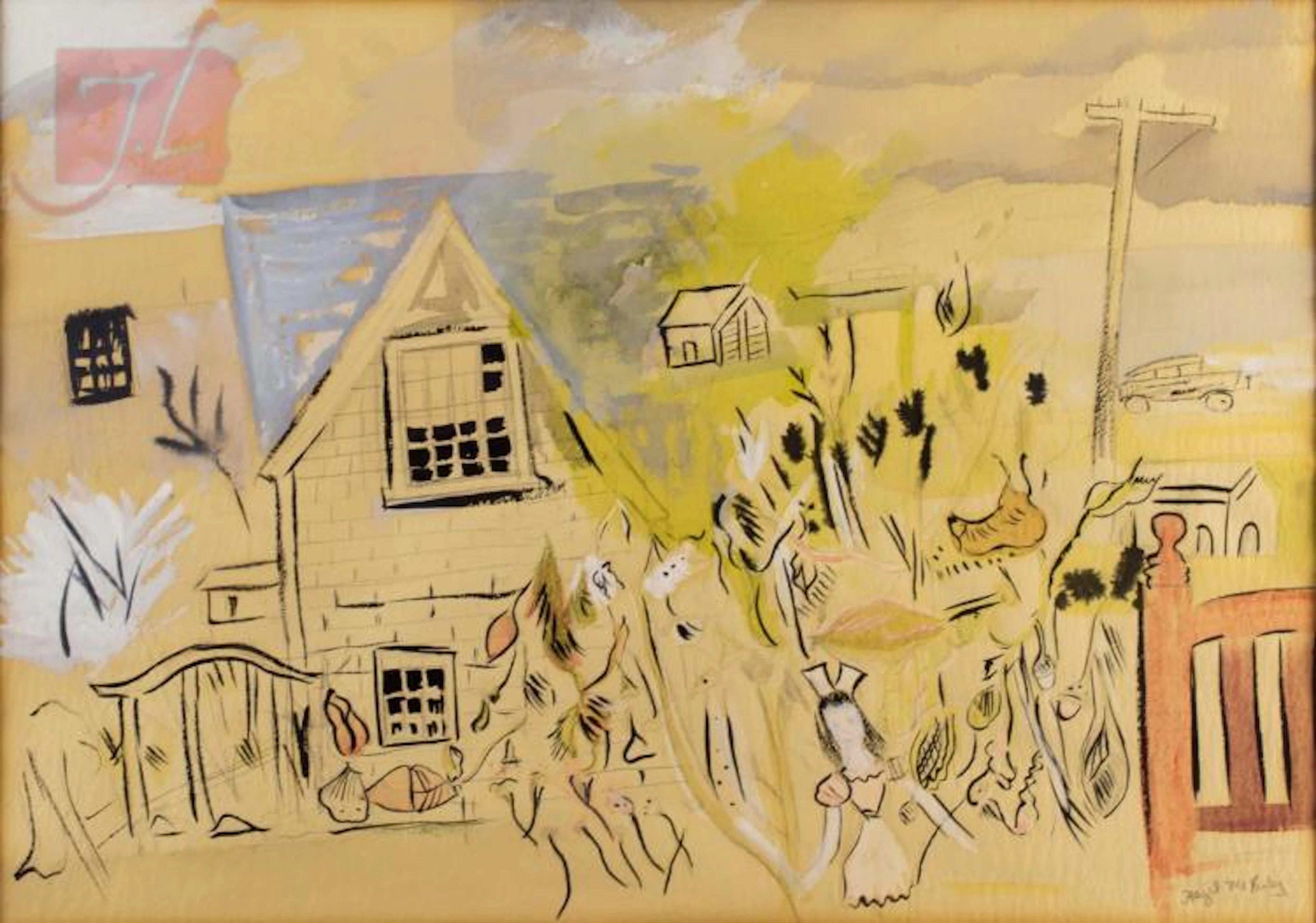 Hazel Guggenheim McKinley (1903-1995) Mixed Media