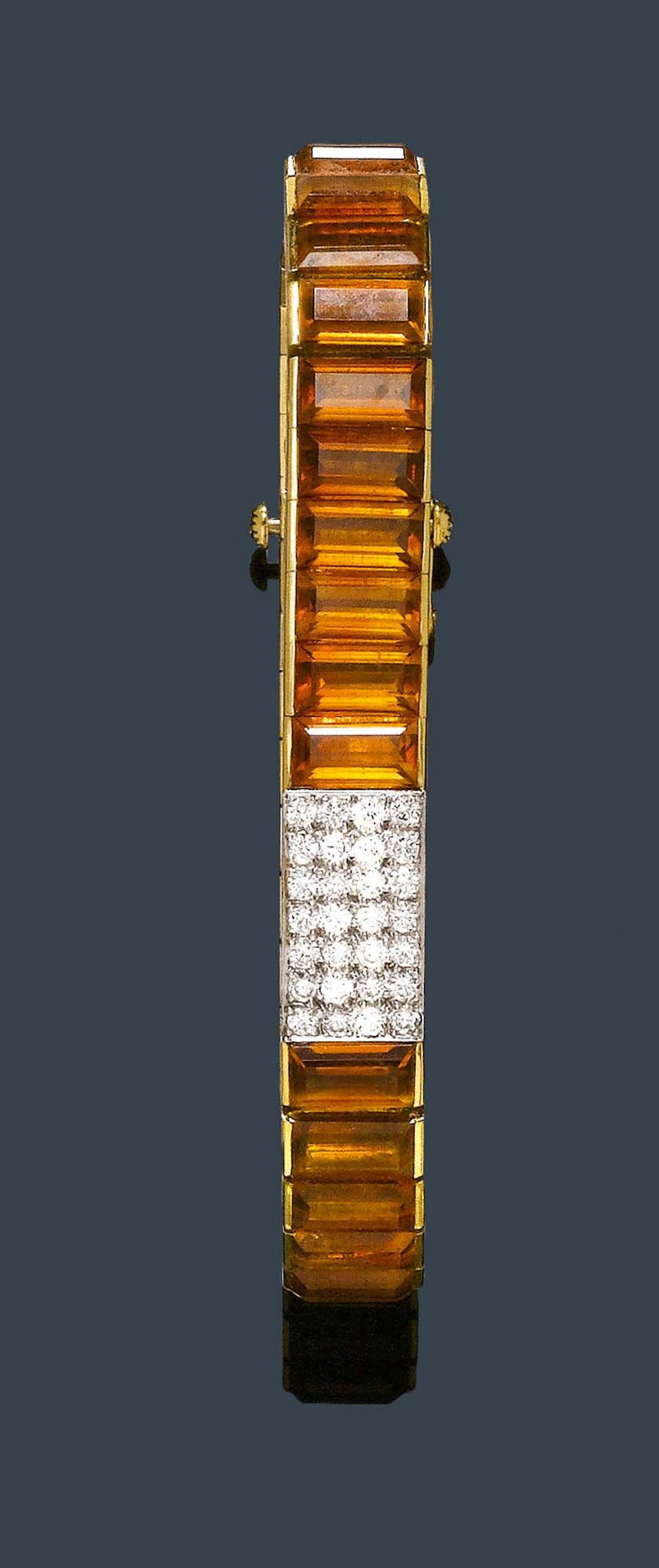 CITRIN-DIAMANT-ARMBANDUHR, LAYKIN et Cie./ BLANCPAIN, um 1950-1970.