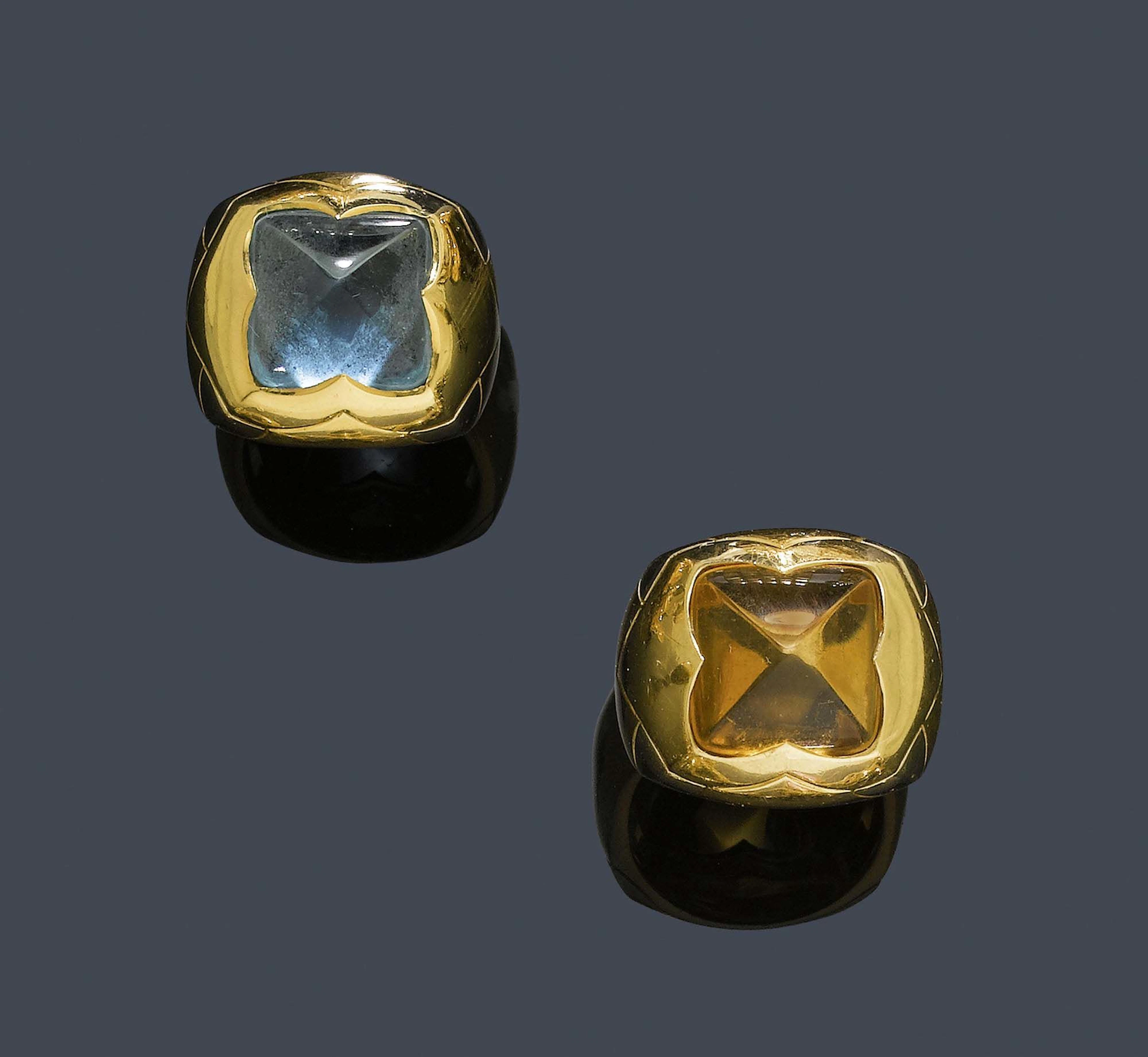 SET VON ZWEI SCHMUCKSTEIN-RINGEN, BULGARI.