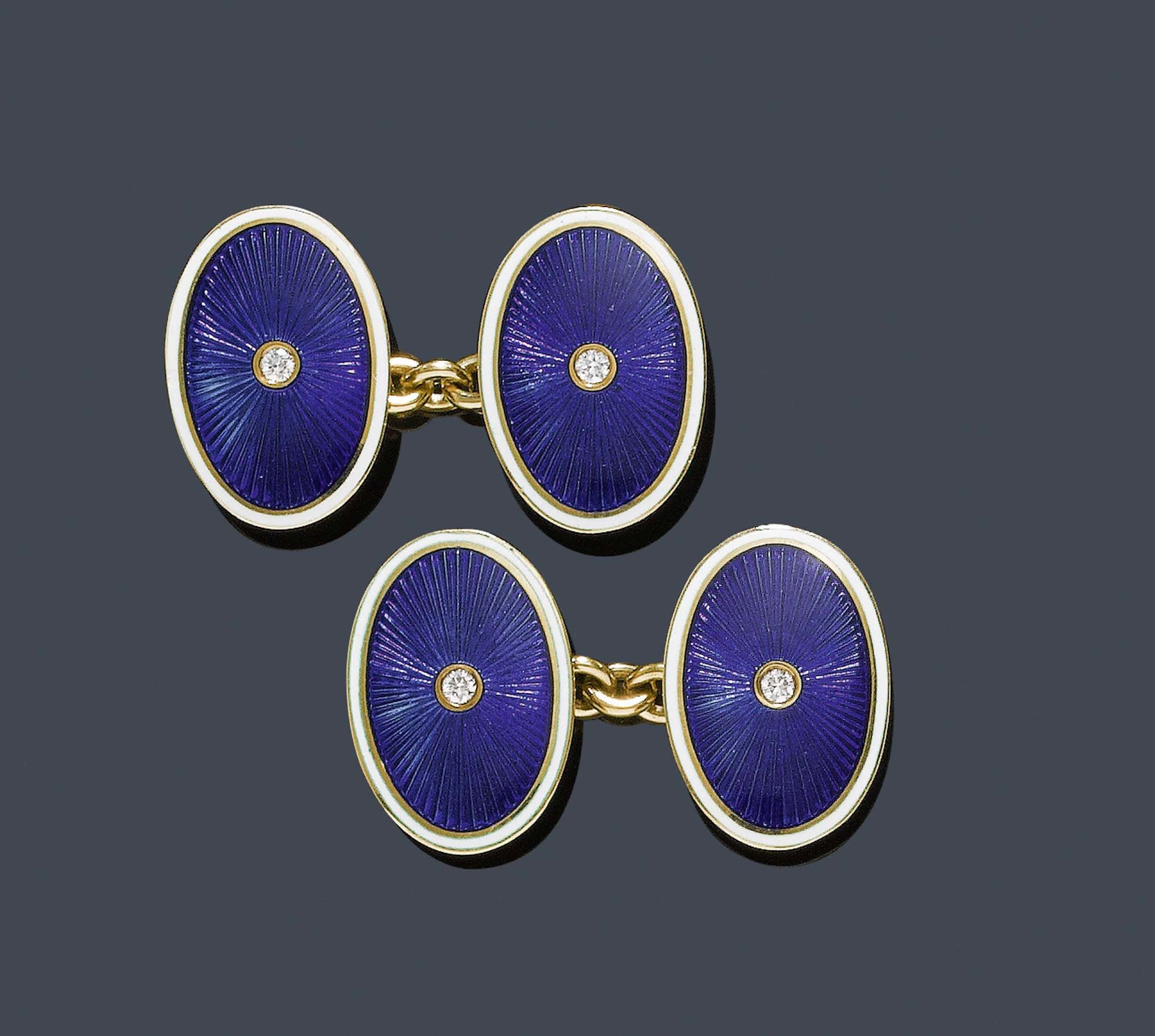 EMAIL-DIAMANT-MANSCHETTENKNÖPFE, FABERGÉ.