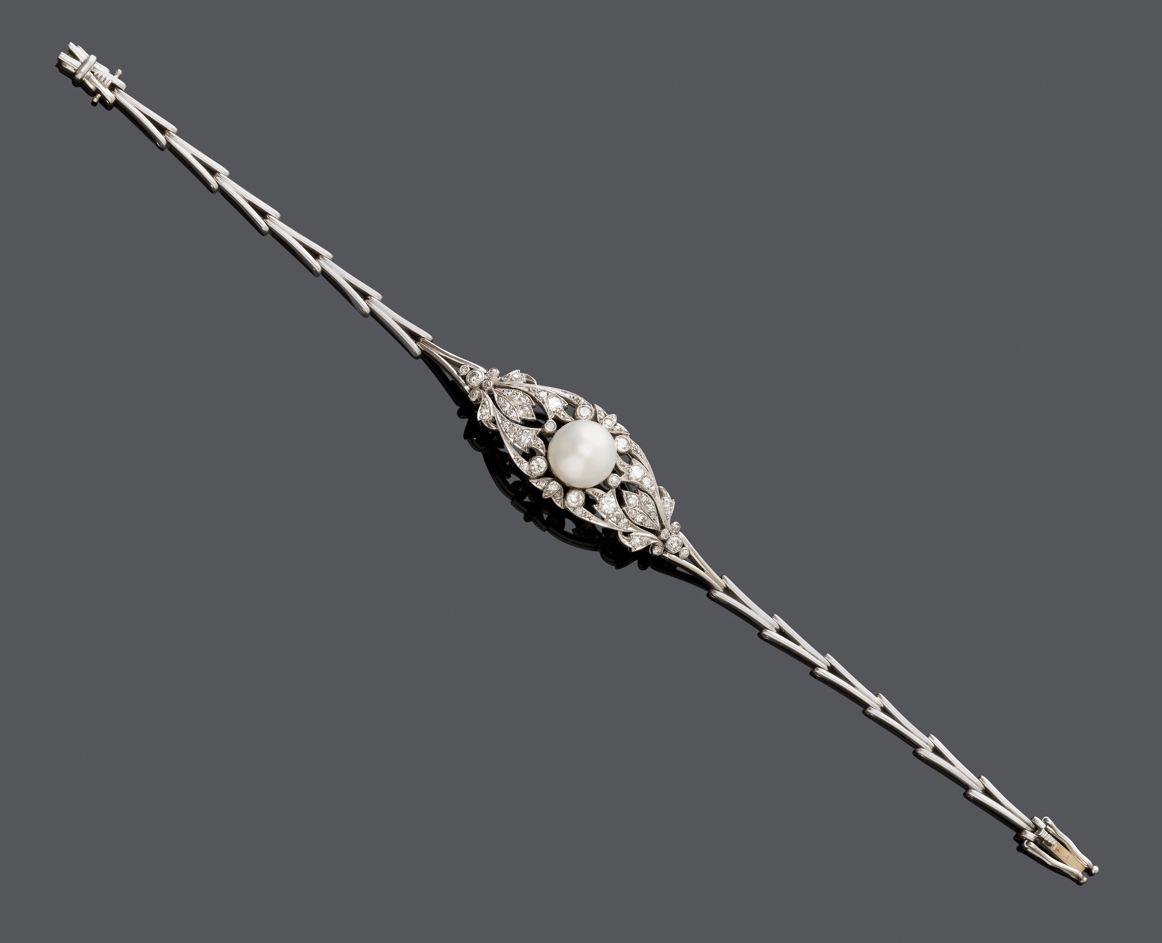 PERLEN-DIAMANT-BRACELET, TILLANDER, Finnland, um 1920.