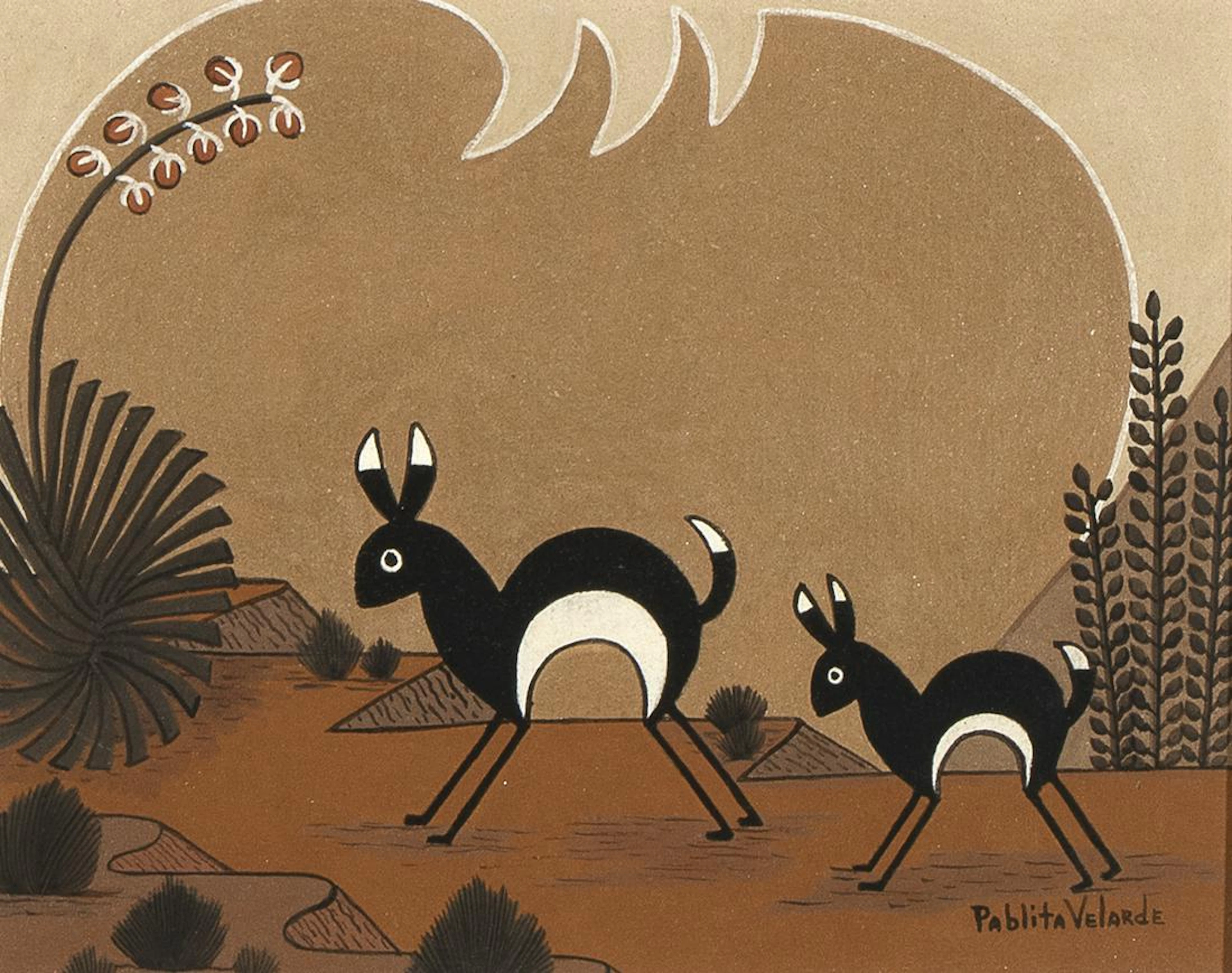 Pablita Velarde [Tse Tsan], Untitled (Jack Rabbits),
