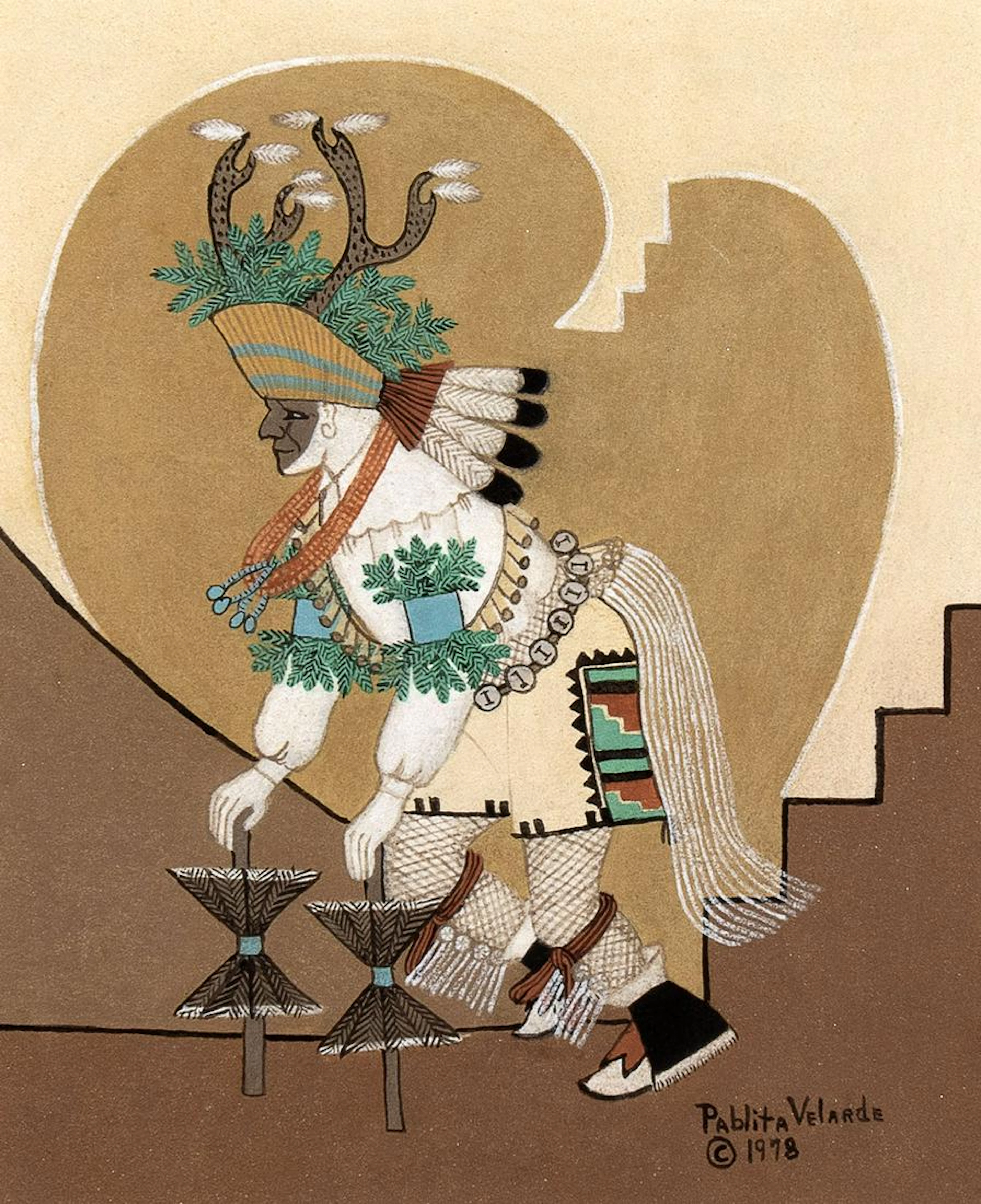 Pablita Velarde [Tse Tsan], Deer Dancer, 1978