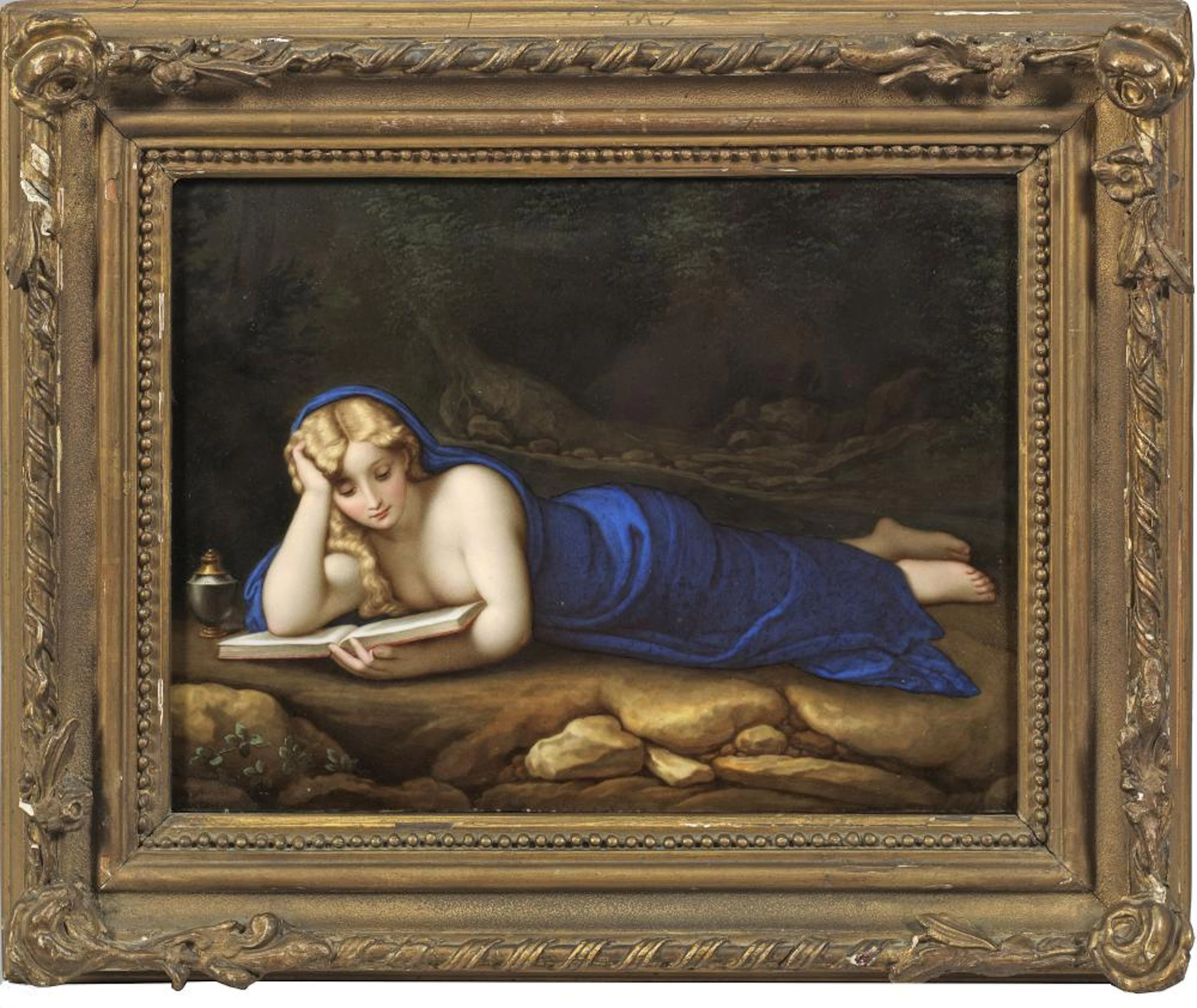 Porzellangemälde "Die büßende Maria Magdalena"