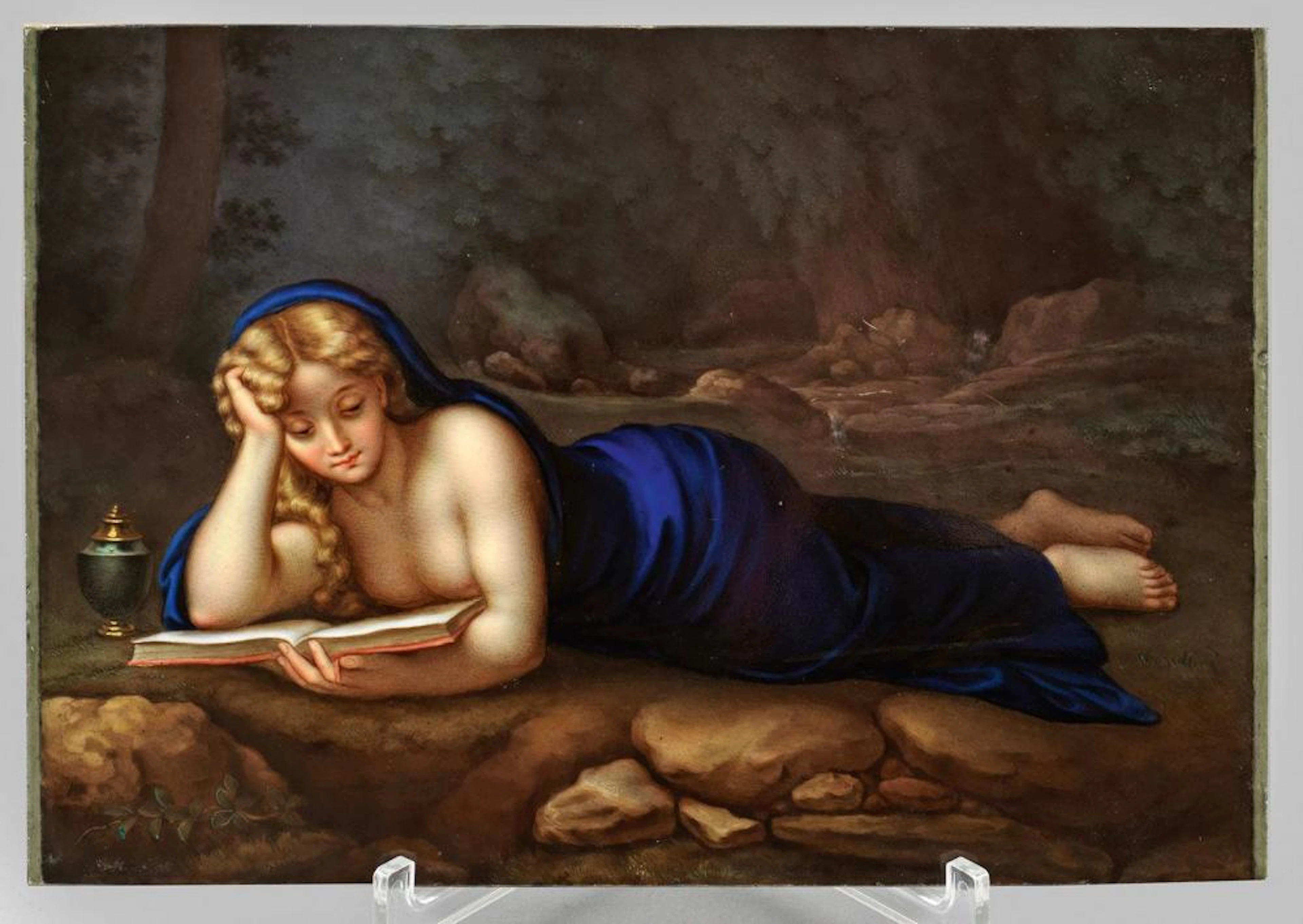 Porzellangemälde Die büßende Maria Magdalena"