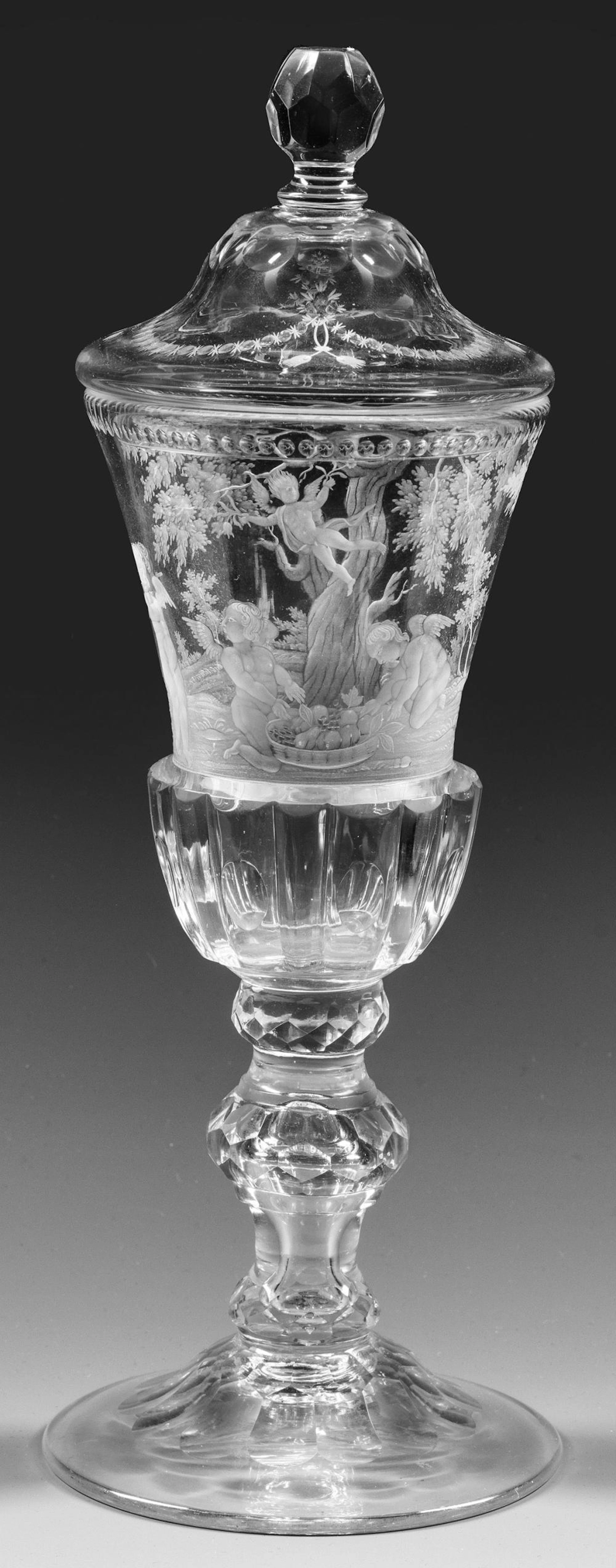 Seltener Brandenburger Deckelpokal mit Herbst-Allegorie