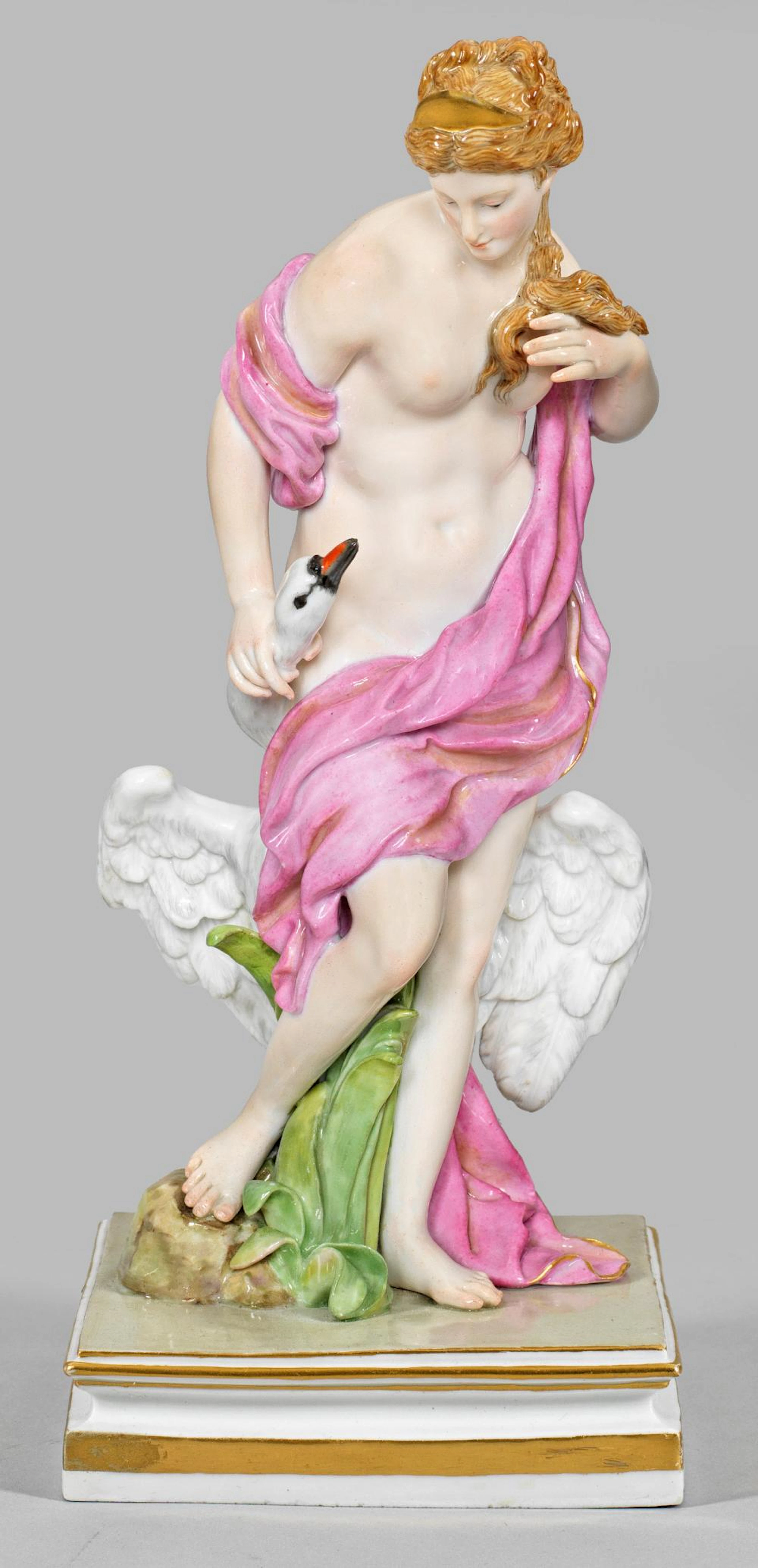 Seltene klassizistische Figurengruppe "Leda mit dem Schwan"