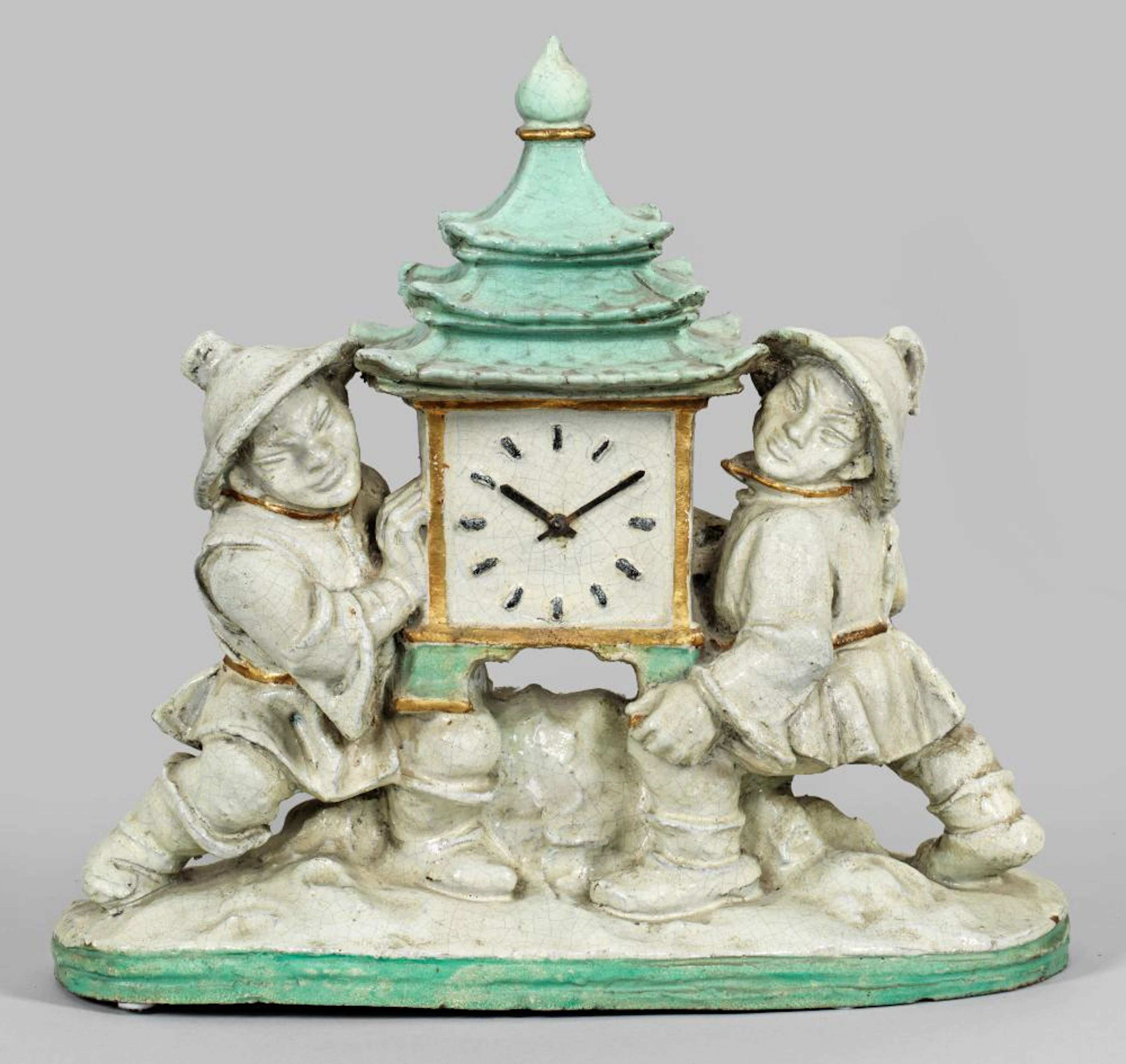 Art Déco-Tischuhr mit zwei Chinese