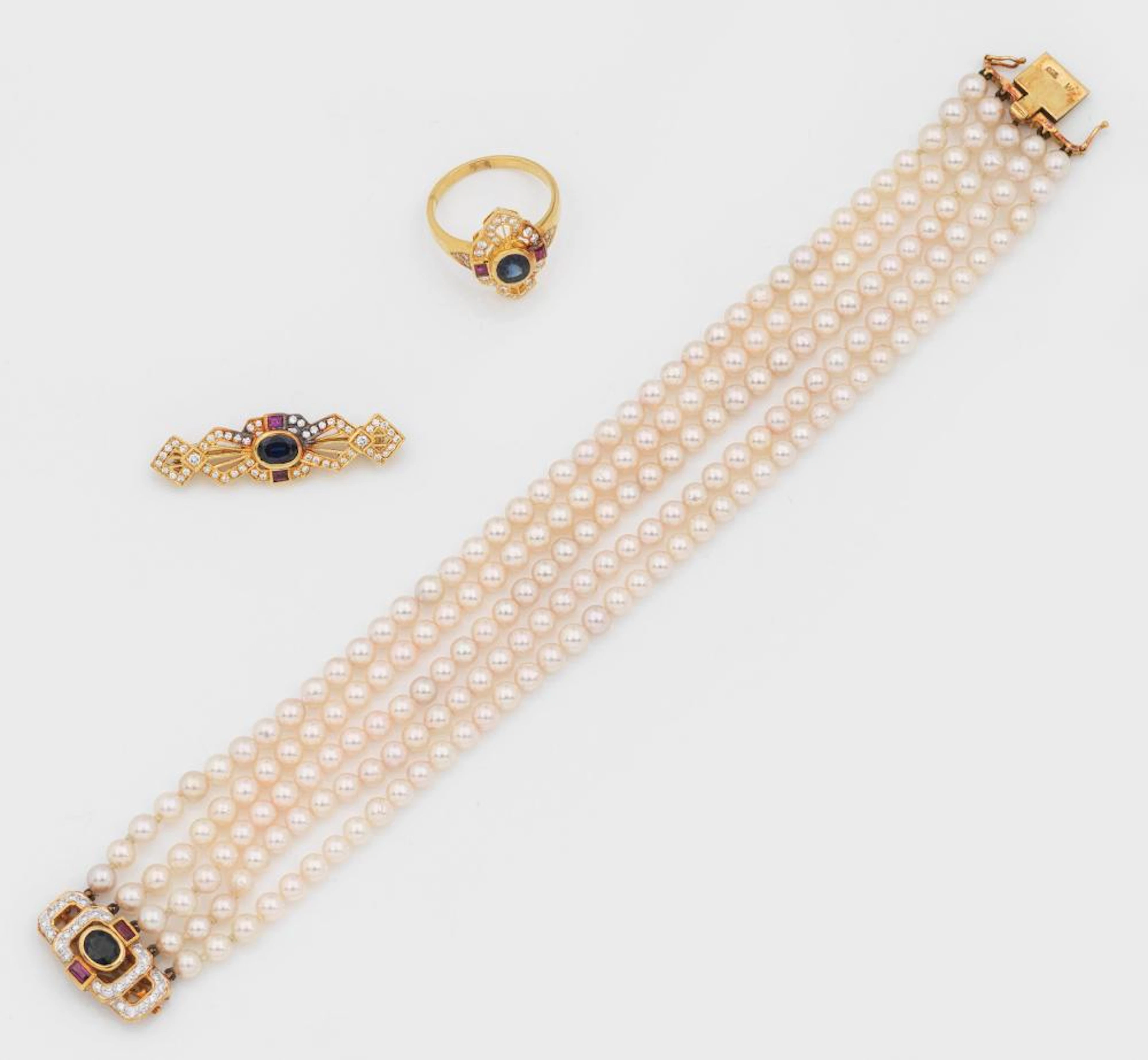 Elegantes Rubin-Saphir-Parure