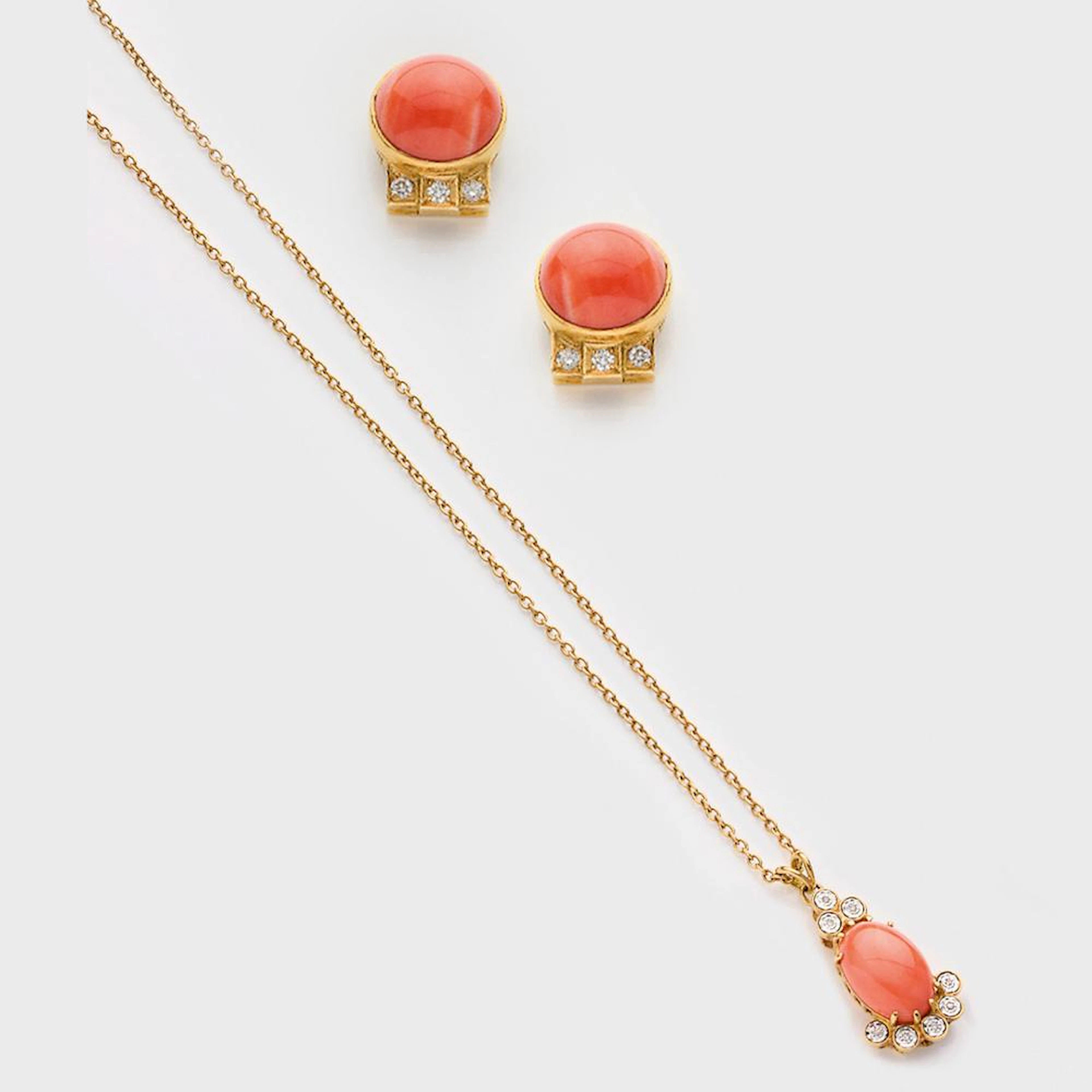 Korallen-Diamant-Demi Parure