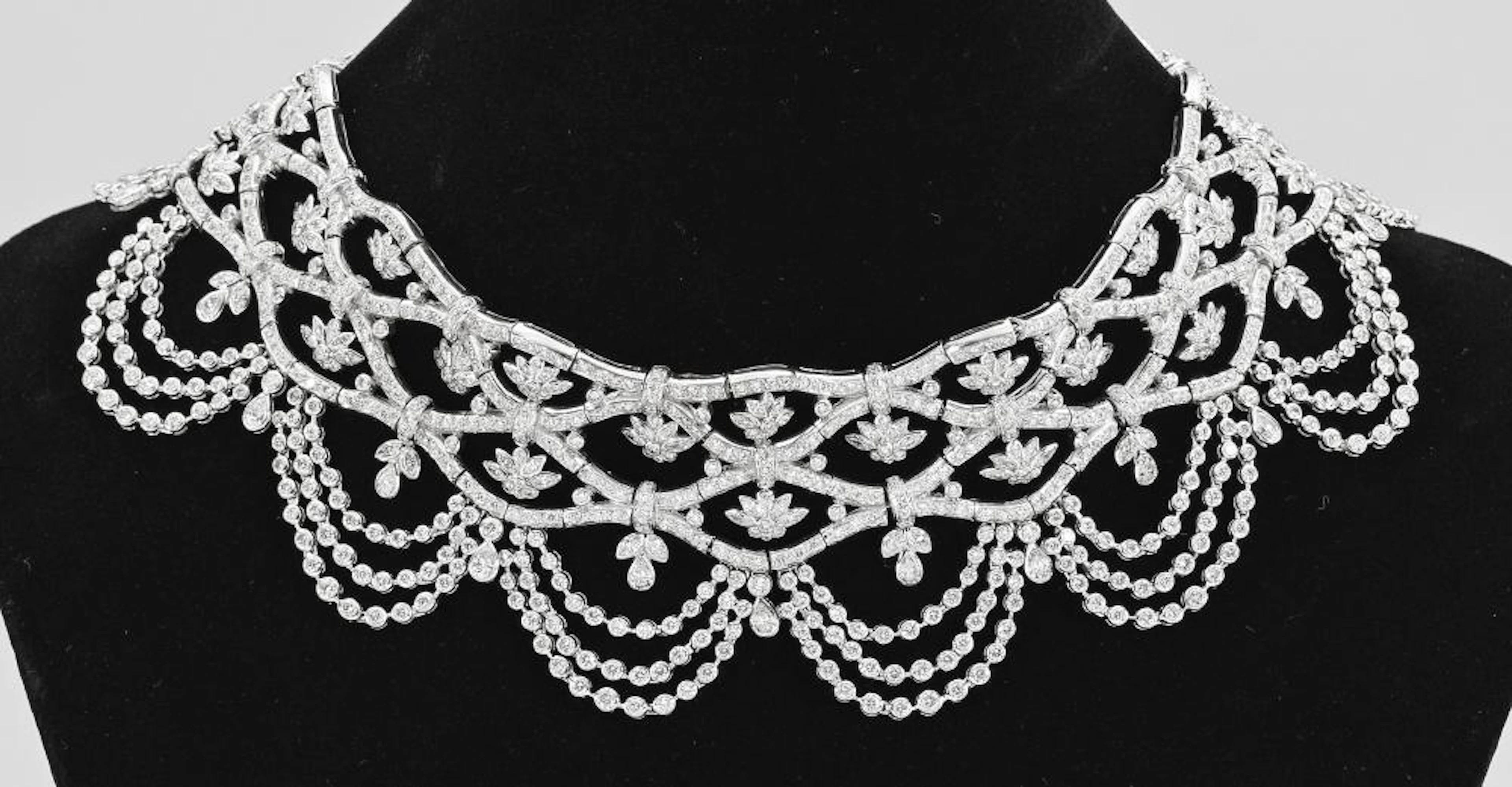 Prachtvolles Diamant-Collier "à la Reine"