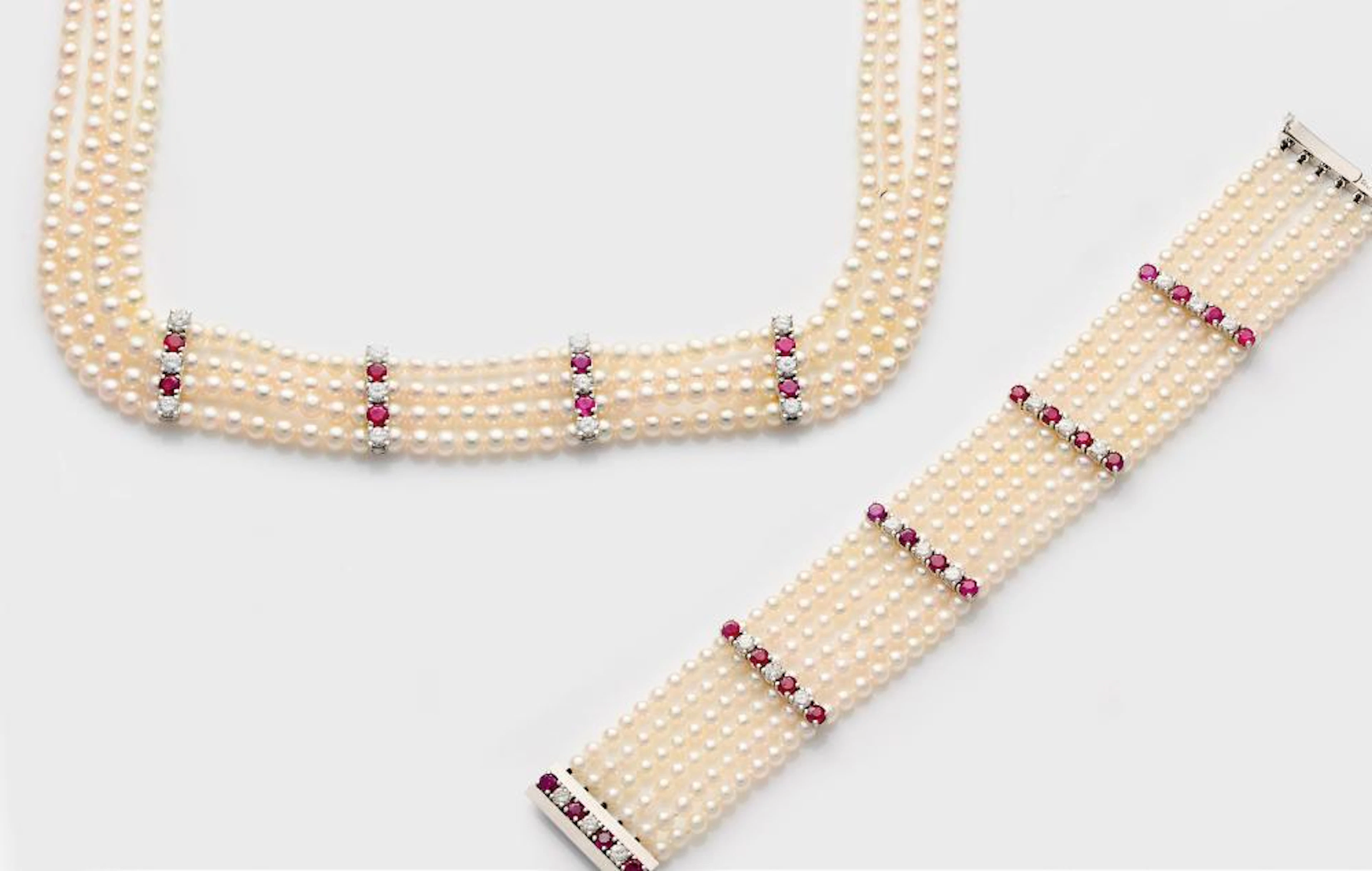 Perlen-Rubin-Demi Parure