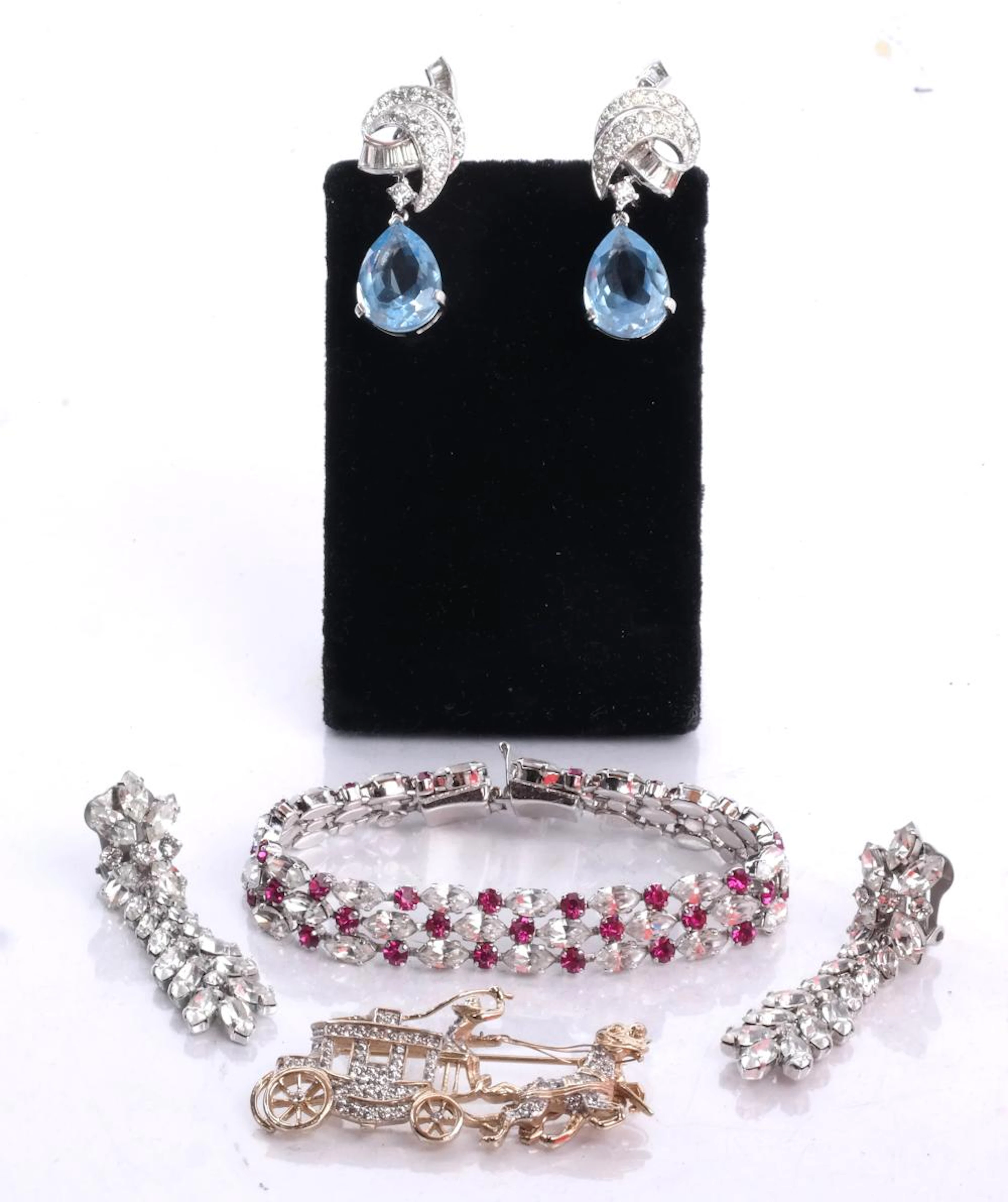 Austrian Bracelet, Drop Earrings, Pin