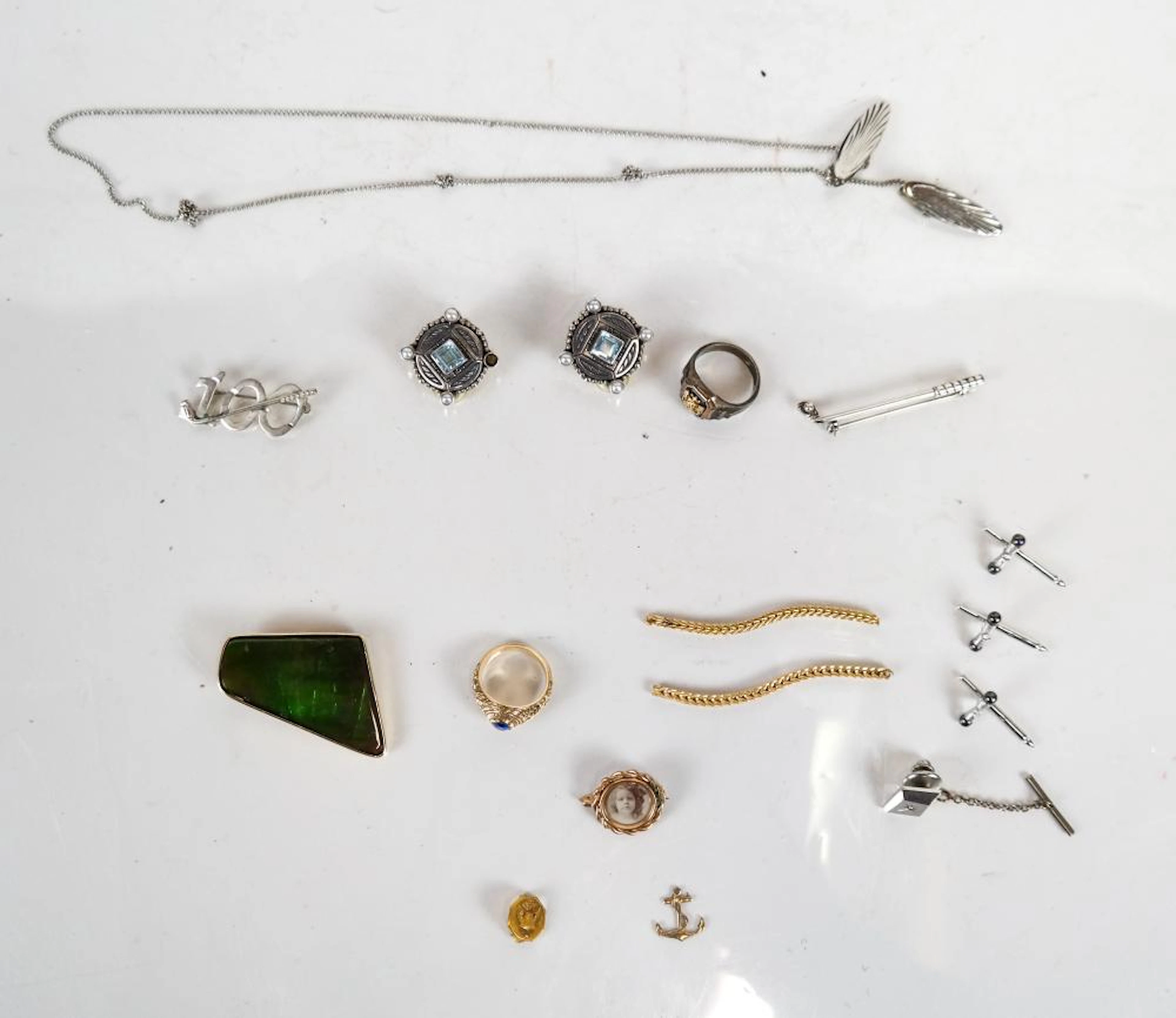 Lot of Sterling Silver and 10-14K Gold Jewelry