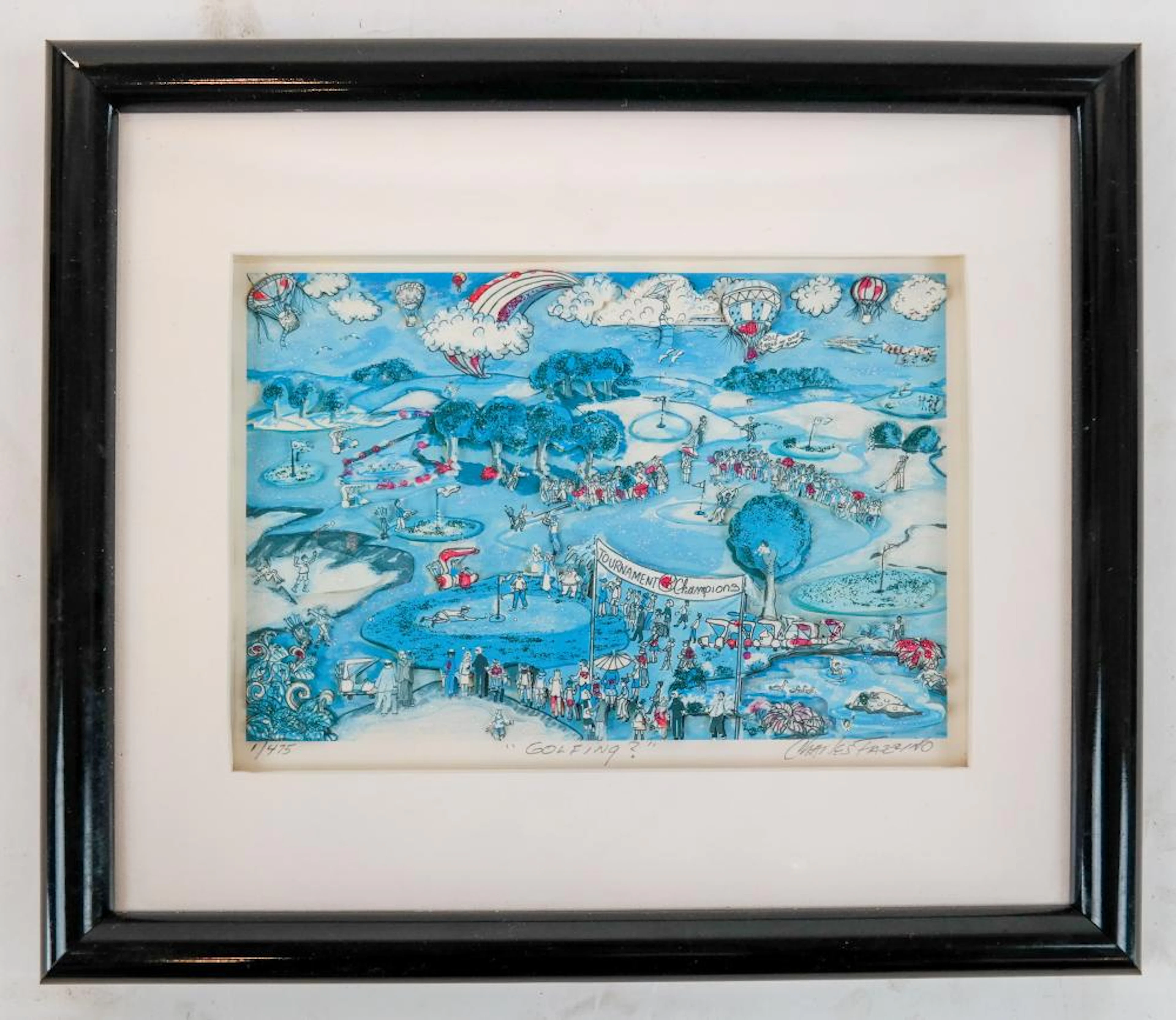 Charles FAZZINO: "Golfing" Collage - Ed. 1/475