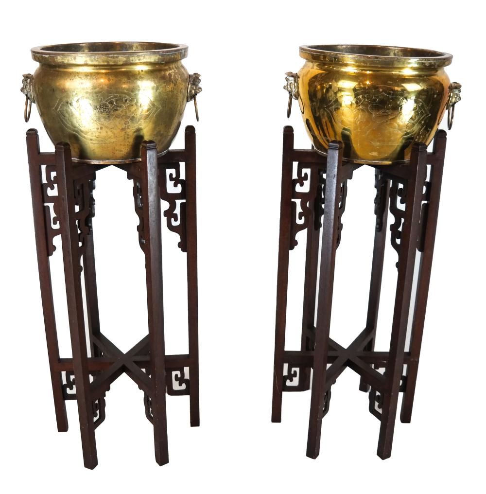 Pair Chinese Planters & Stands