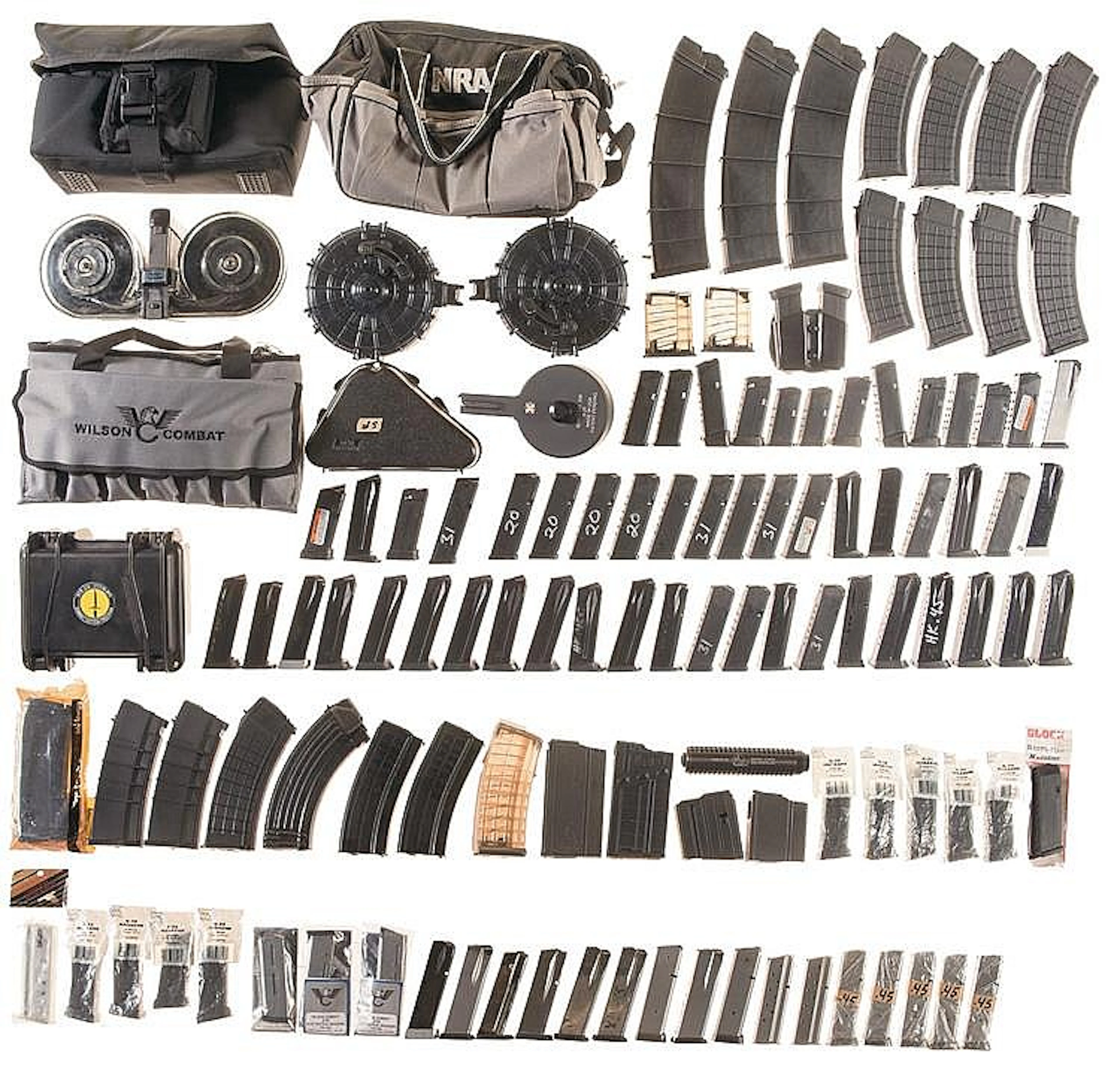 Large Grouping of Pistol and Rifle Magazines