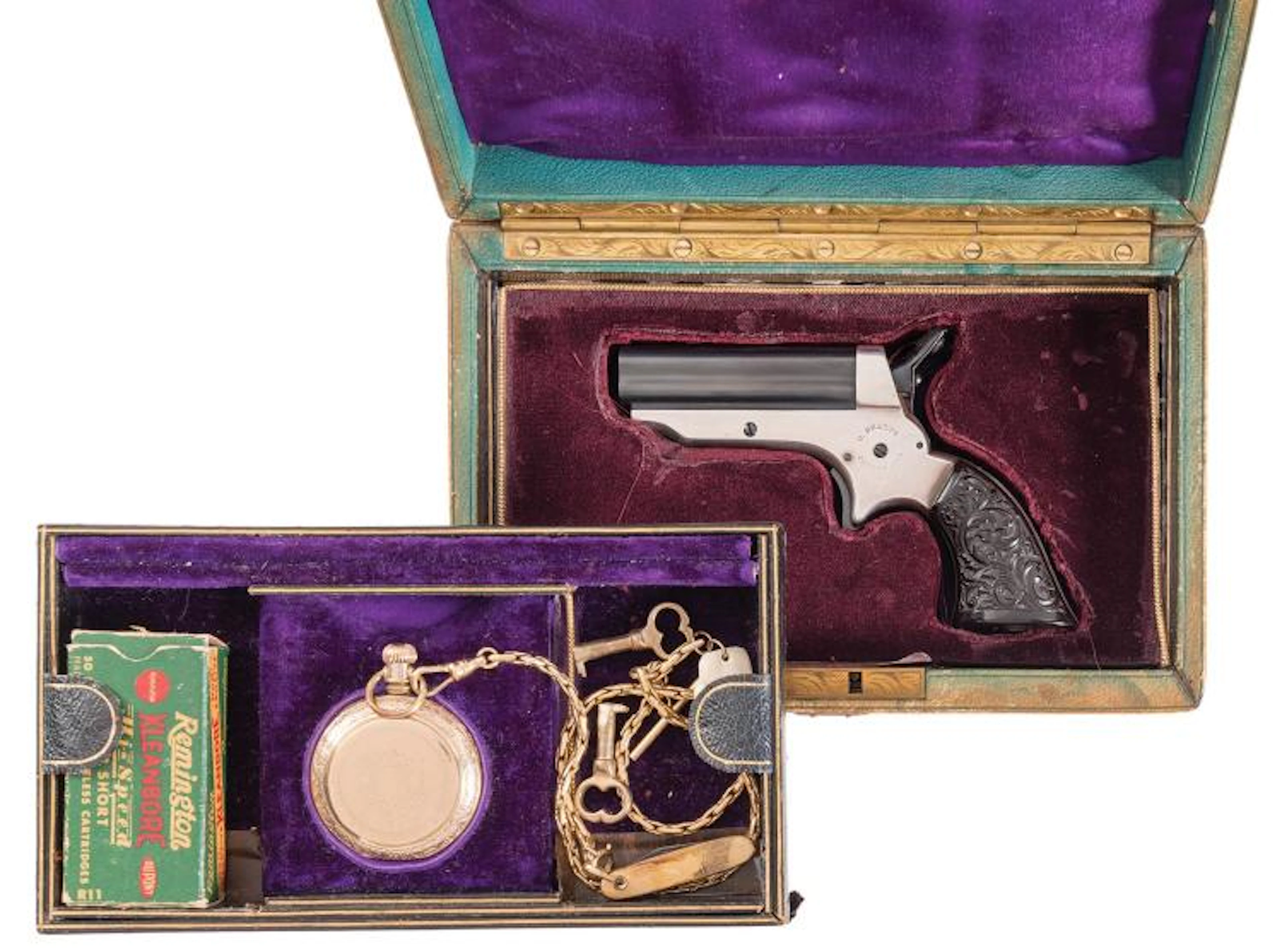 Sharps Model 1 Peppebox Pistol with Case, Watch, and Ammunition