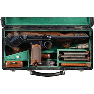 Ludwig Loewe 1893 Borchardt Pistol Rig SN 19 with Inscribed Case