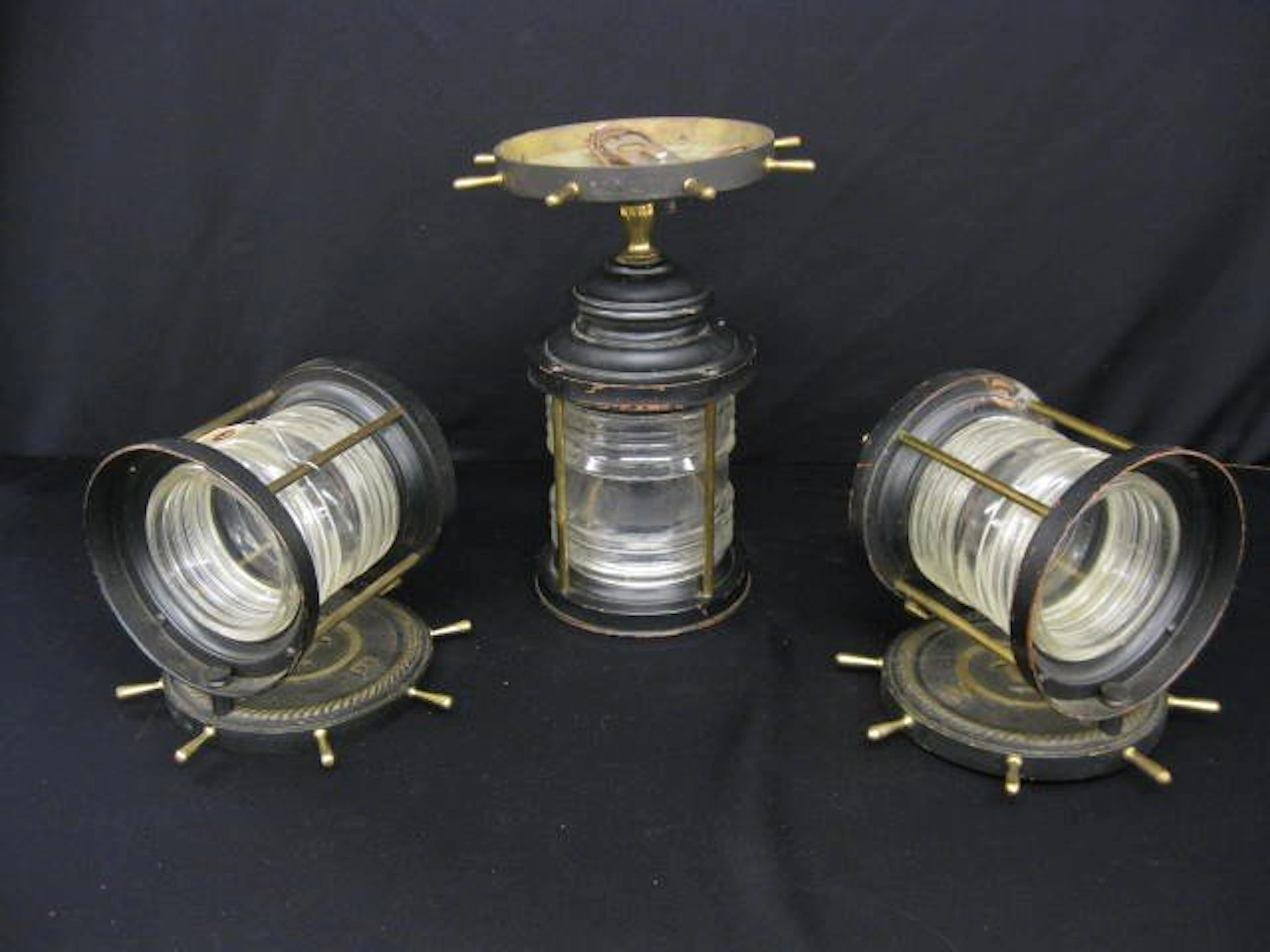 304A: 3 Nautical Style Lights, lamp & pair of sconces w