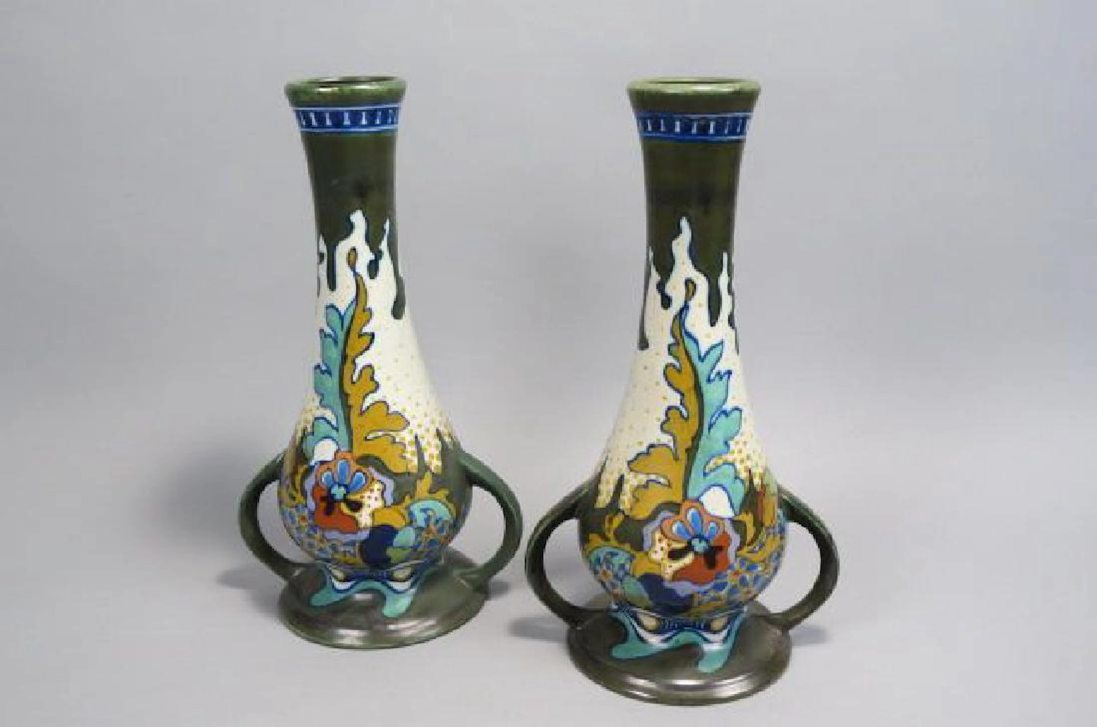 Pair of Gouda Pottery Vases
