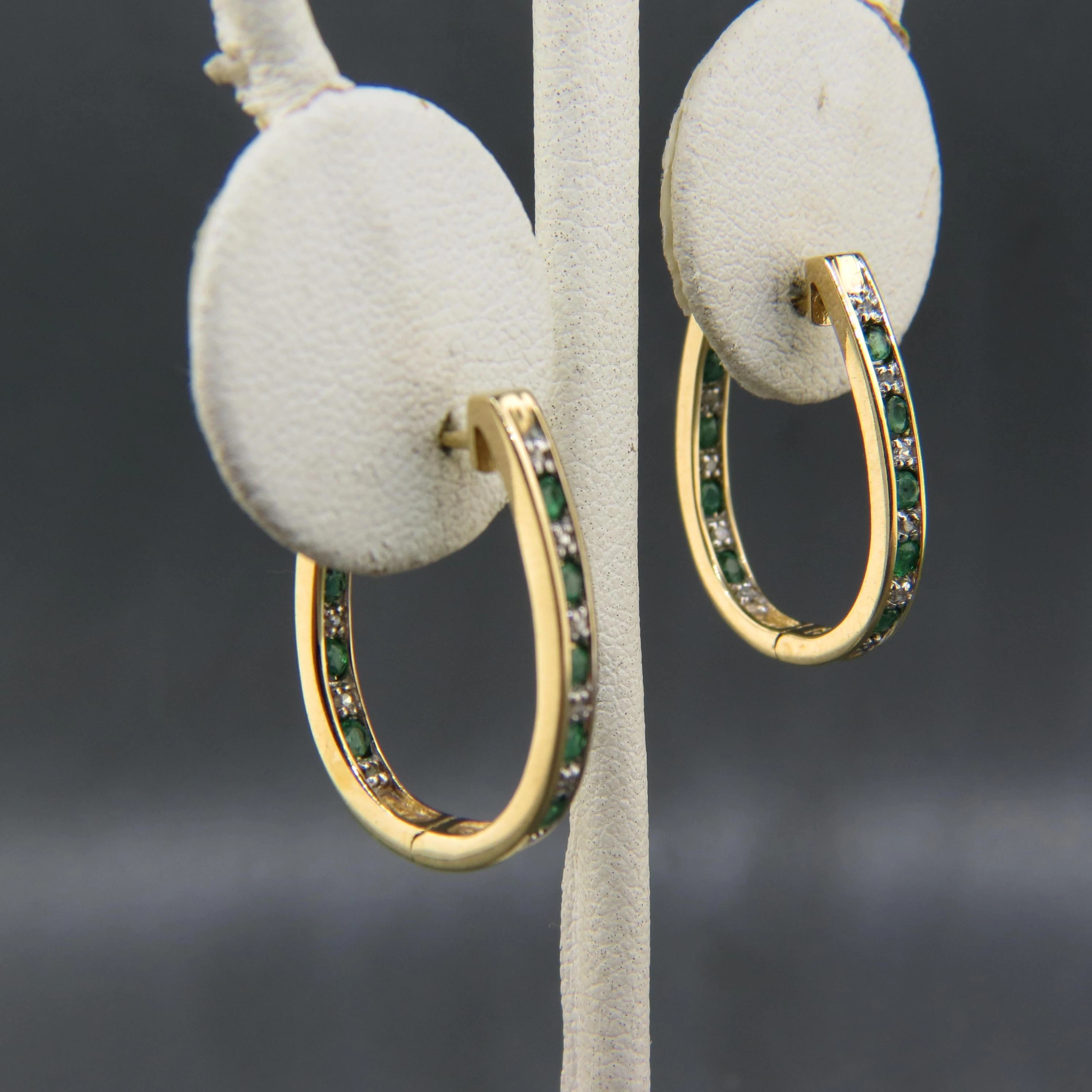 Emerald & Diamond 14K Earrings