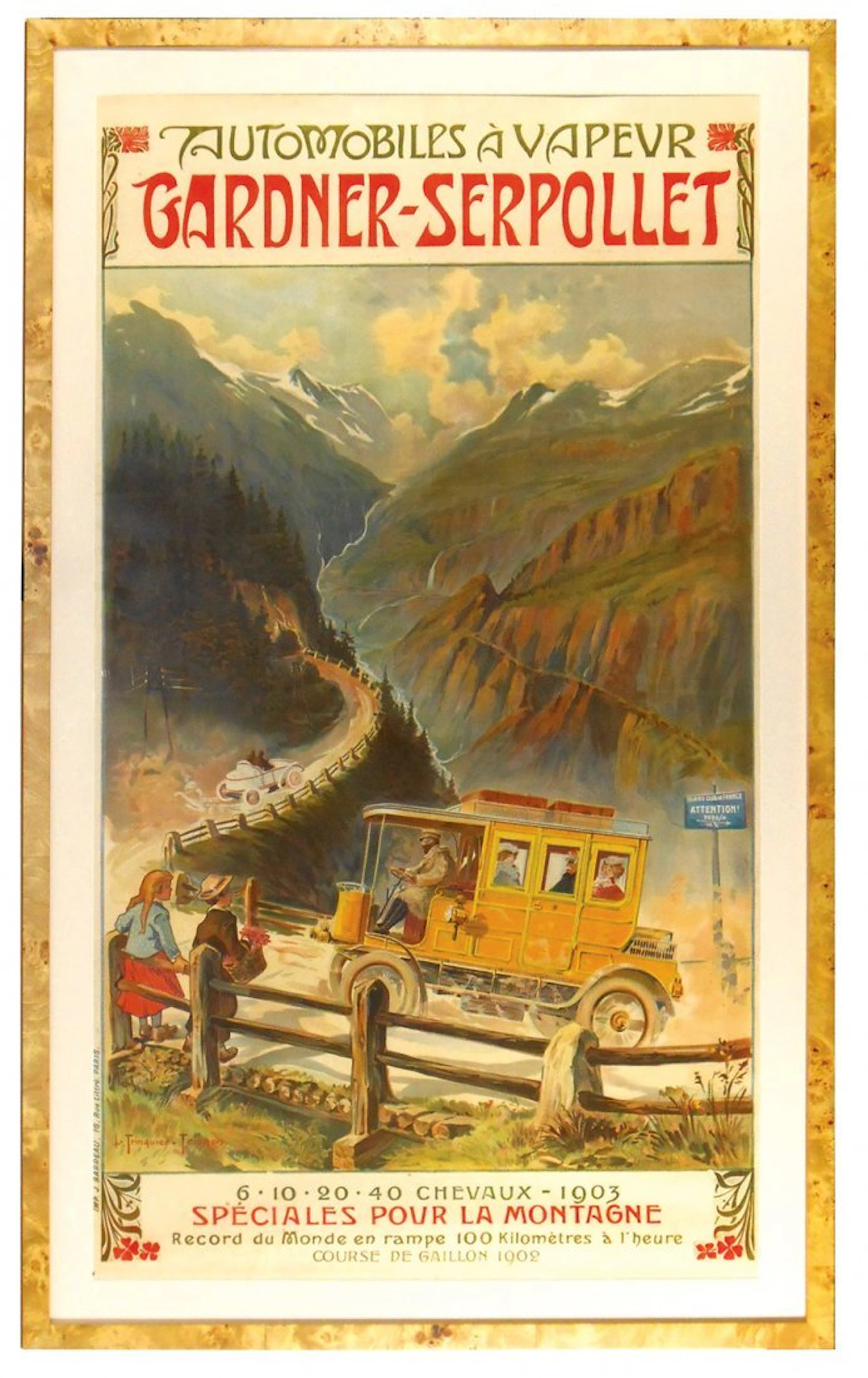 French touring car lithograph, Gardner-Serpollet