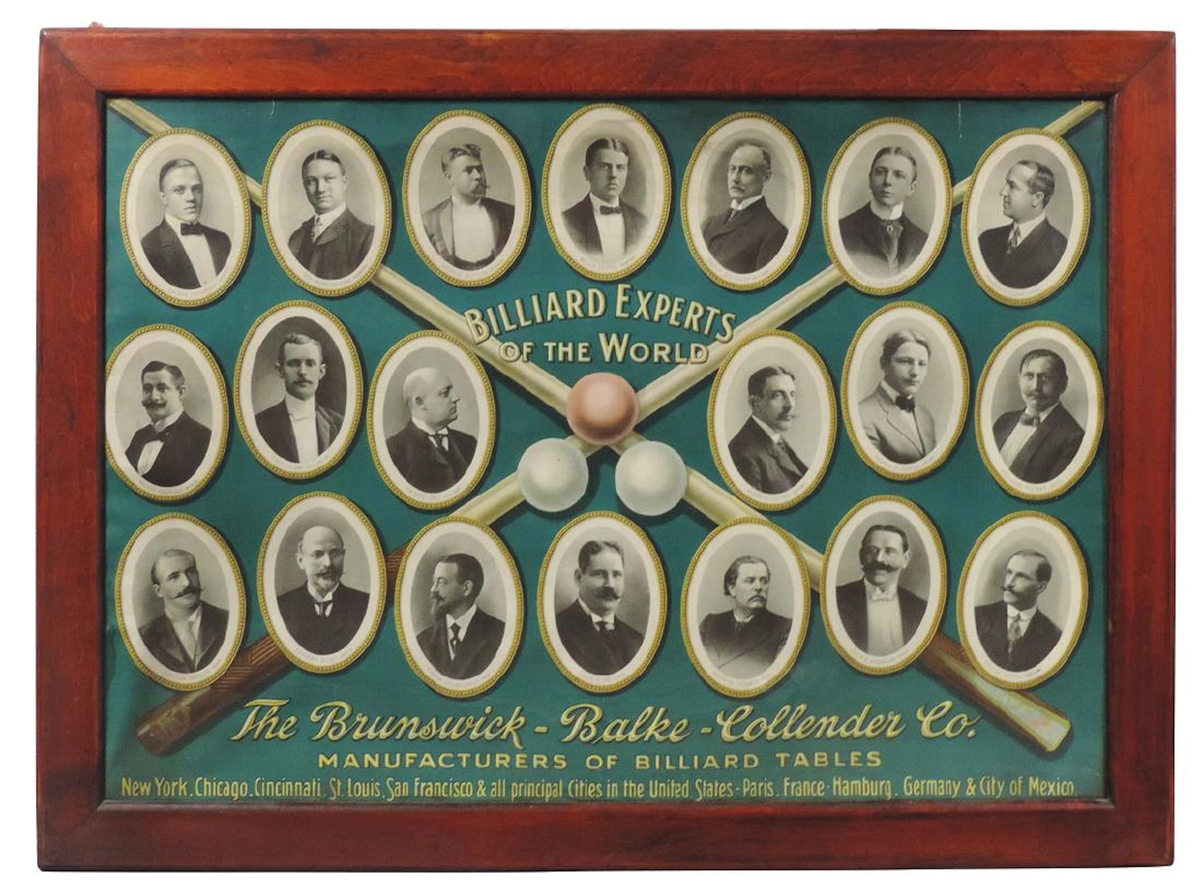 Billiard poster, "Billiard Experts of the World"