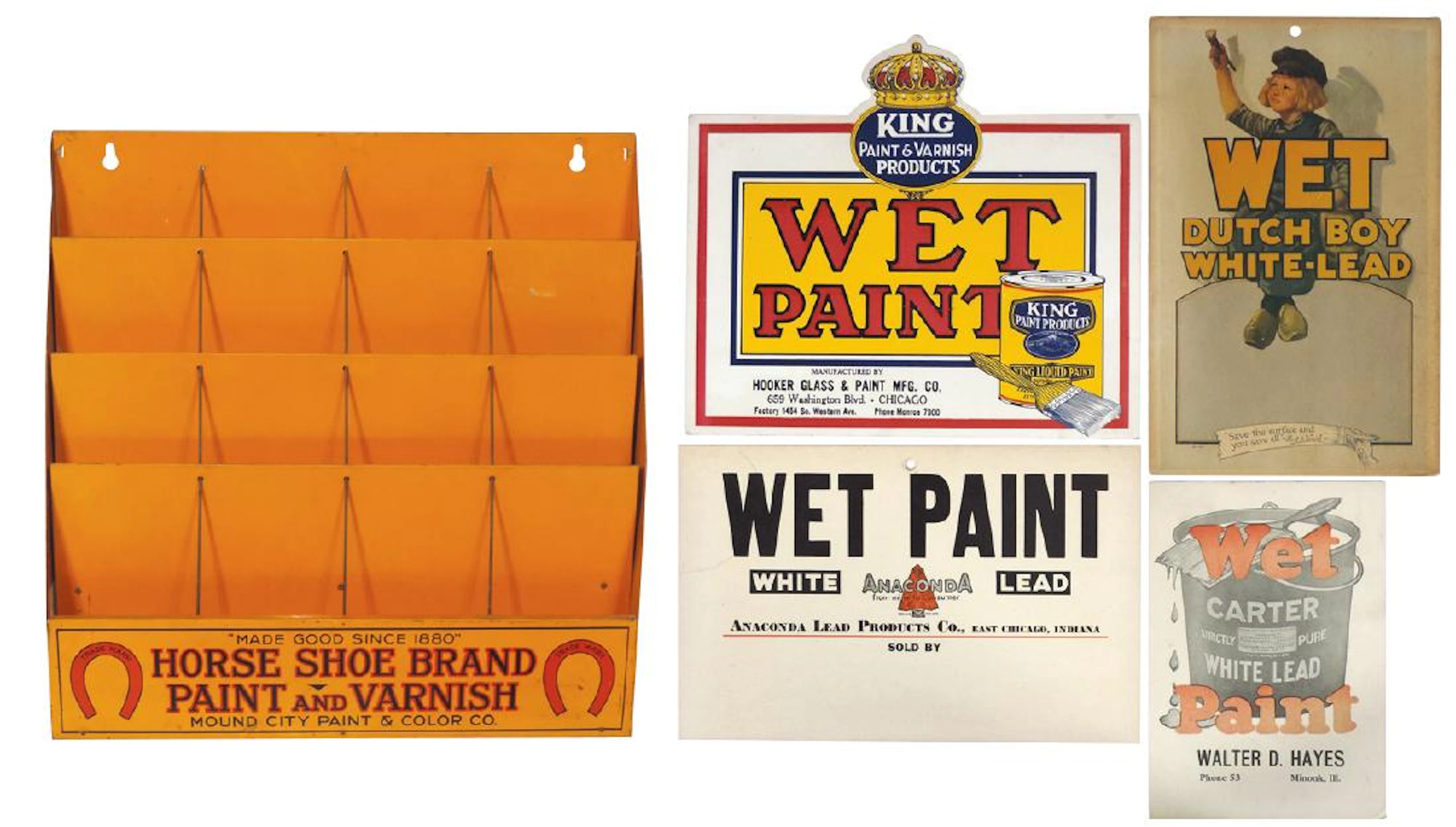 Paint rack & signs (5), Horse Shoe Brand Paint and
