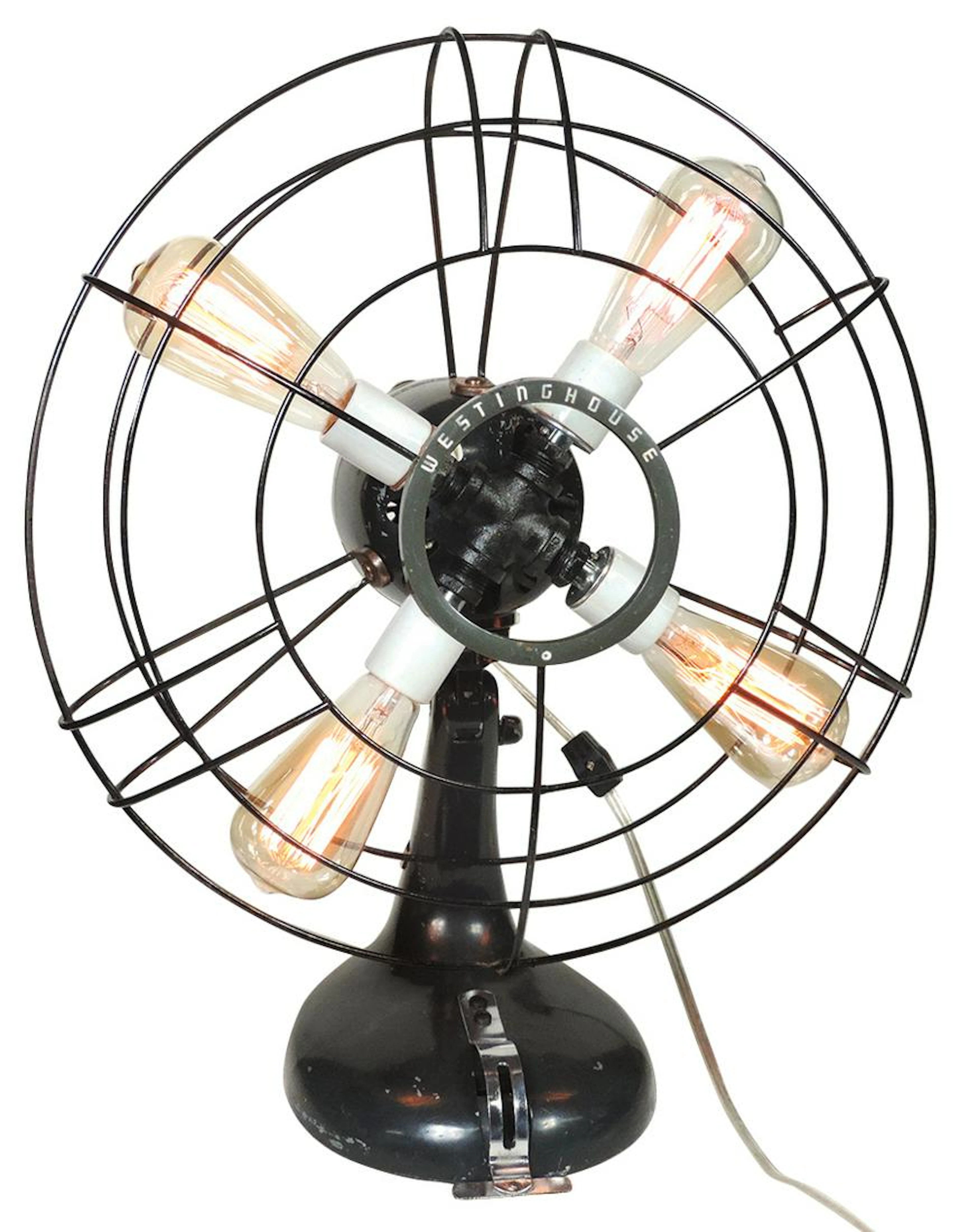 Industrial Design/Steampunk, rotary table lamp housed