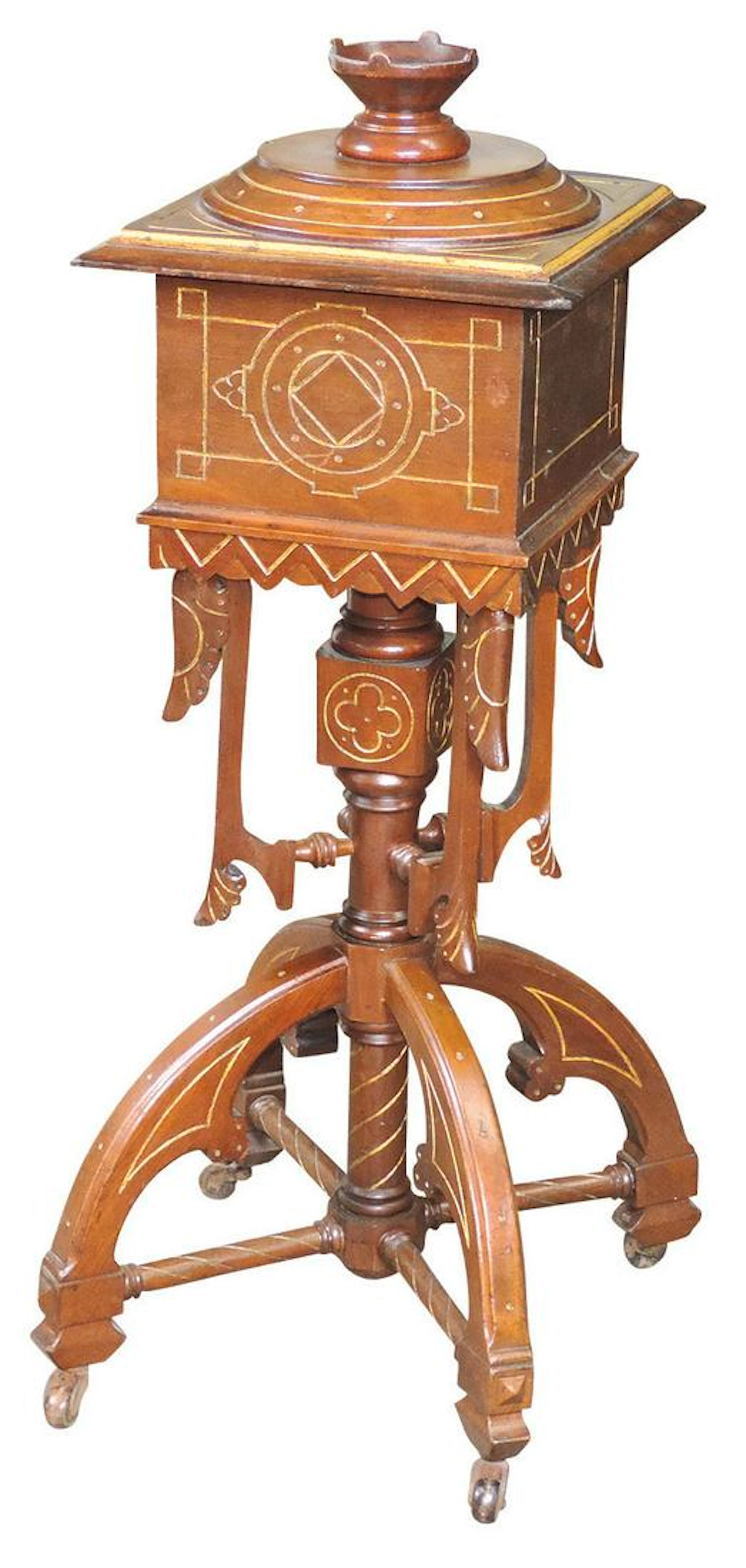 Furniture, Eastlake Victorian Walnut Sewing Stand,