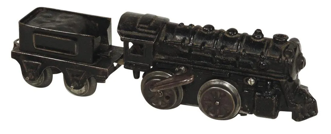 Toy Train Engine & Tender, Joy Line, mfgd by Girard, cast iron windup ...