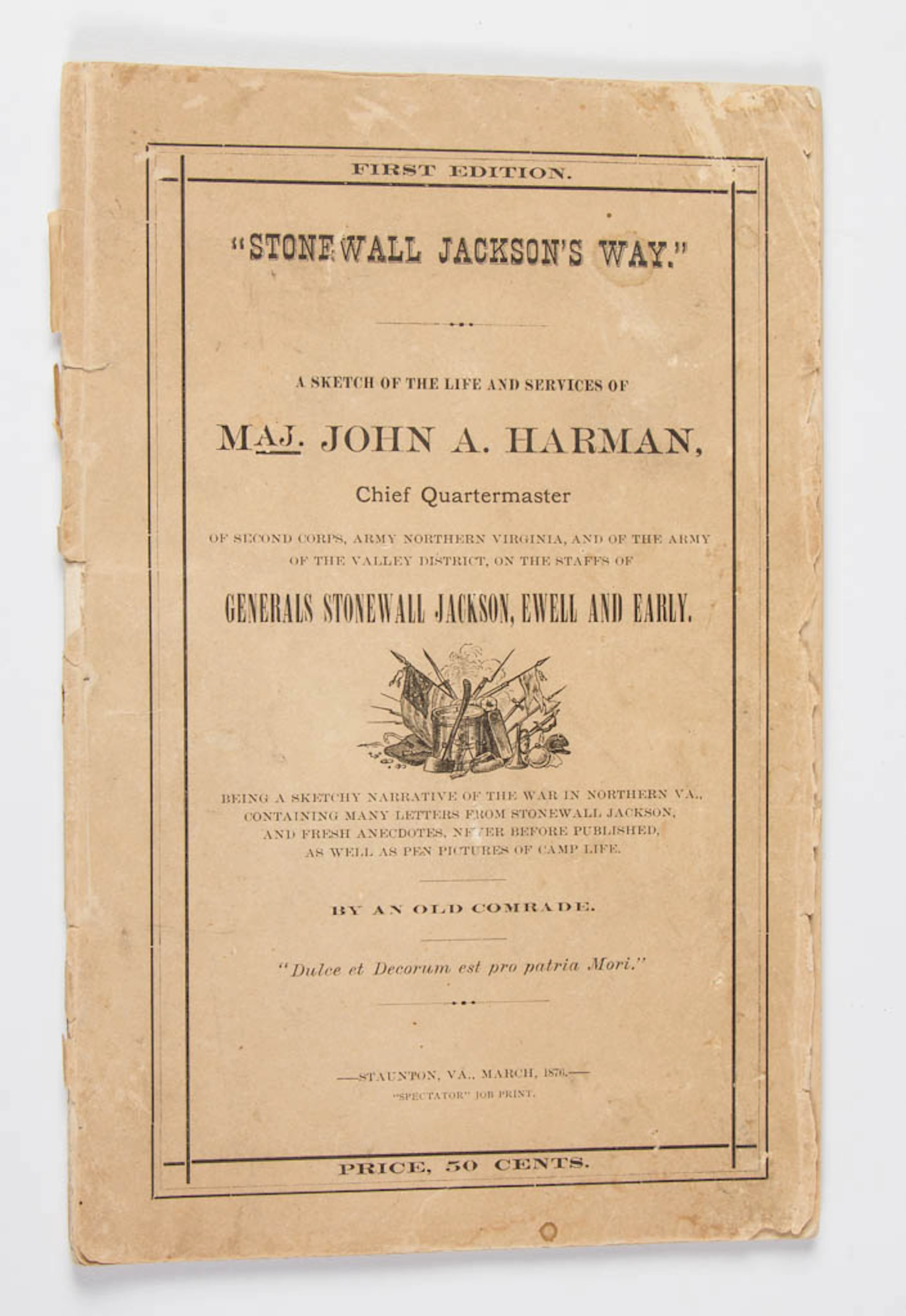 EXTREMELY RARE CONFEDERATE SKETCH OF MAJOR JOHN A HARMAN
