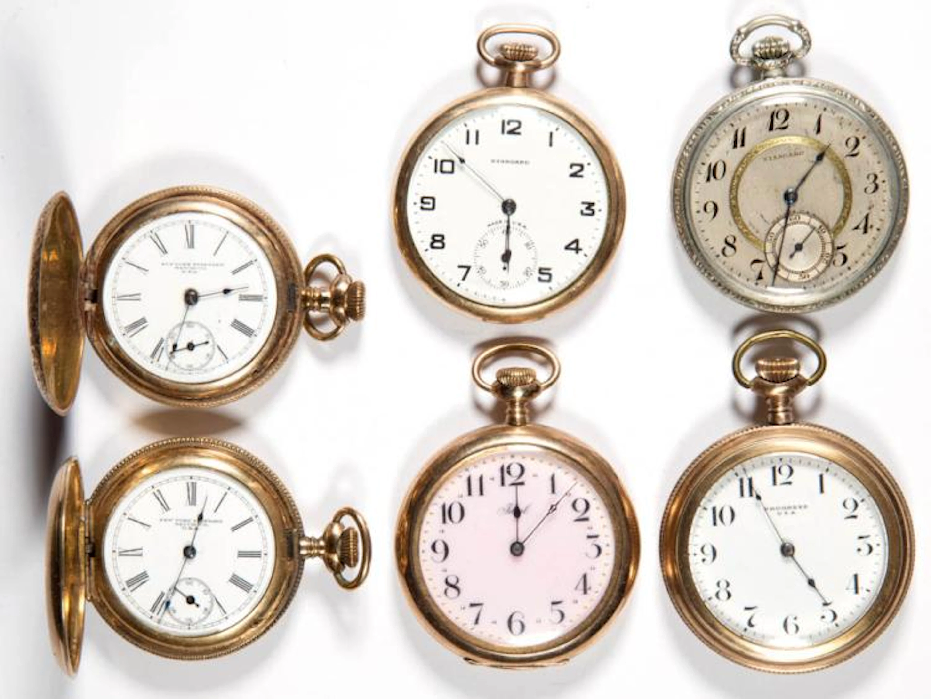 NEW YORK STANDARD WATCH CO. POCKET WATCHES, LOT OF FIVE