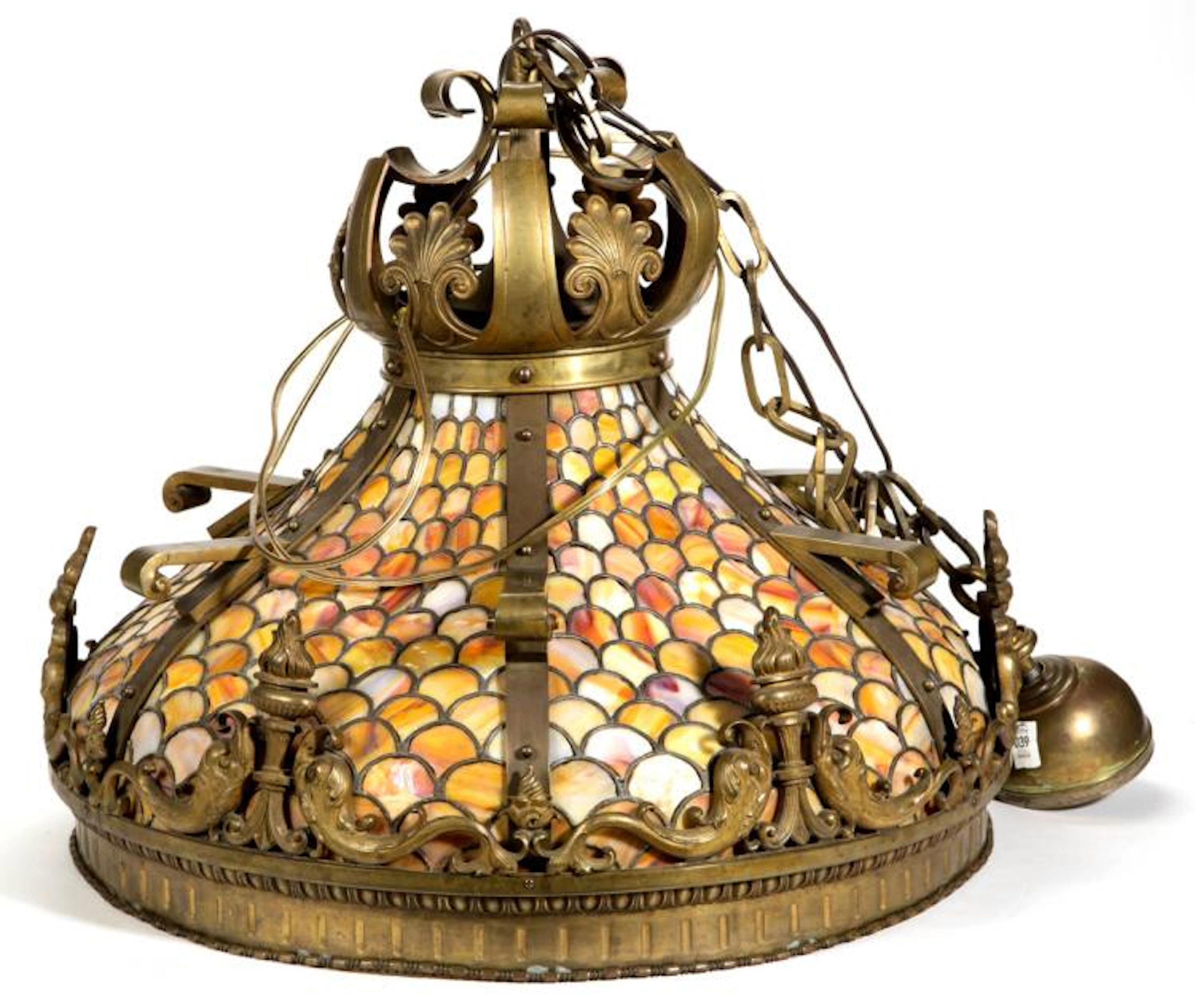 AMERICAN FISHSCALE LEADED GLASS CHANDELIER
