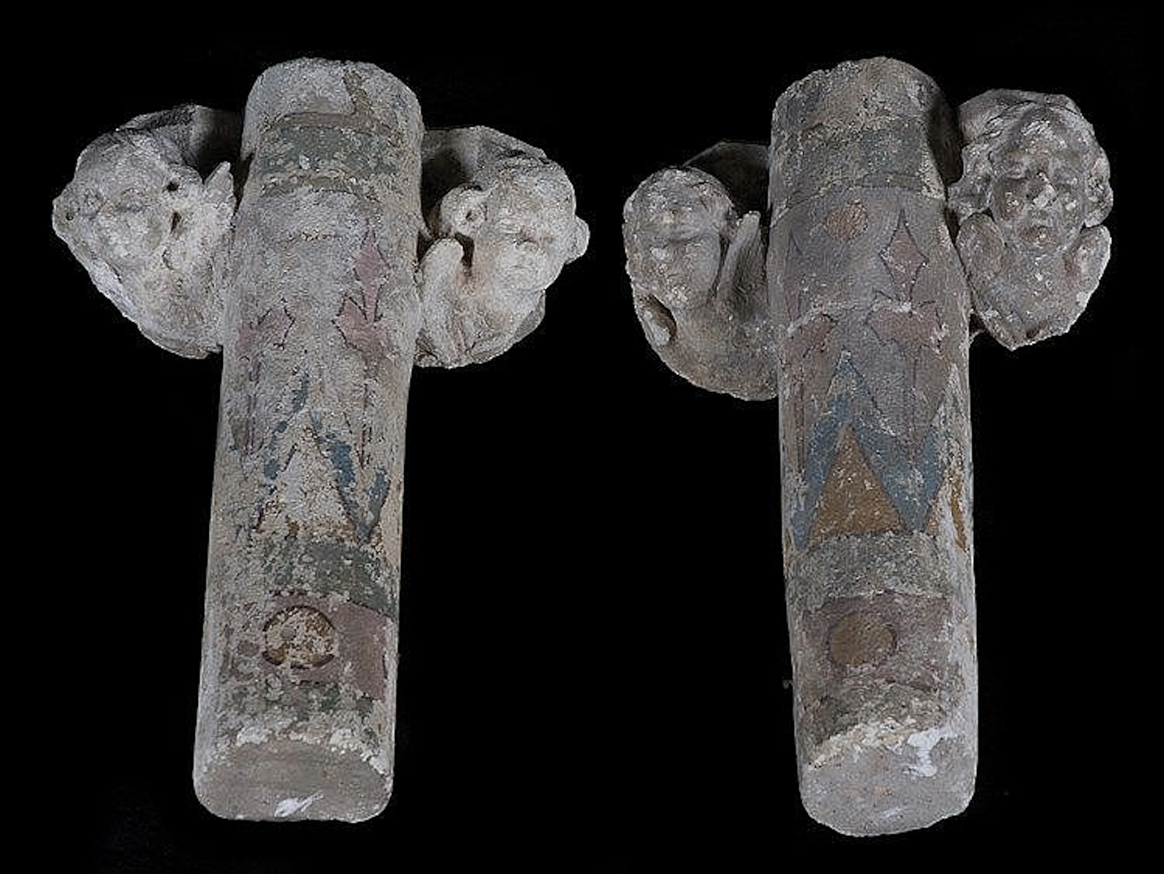Two fragments of sculpted
