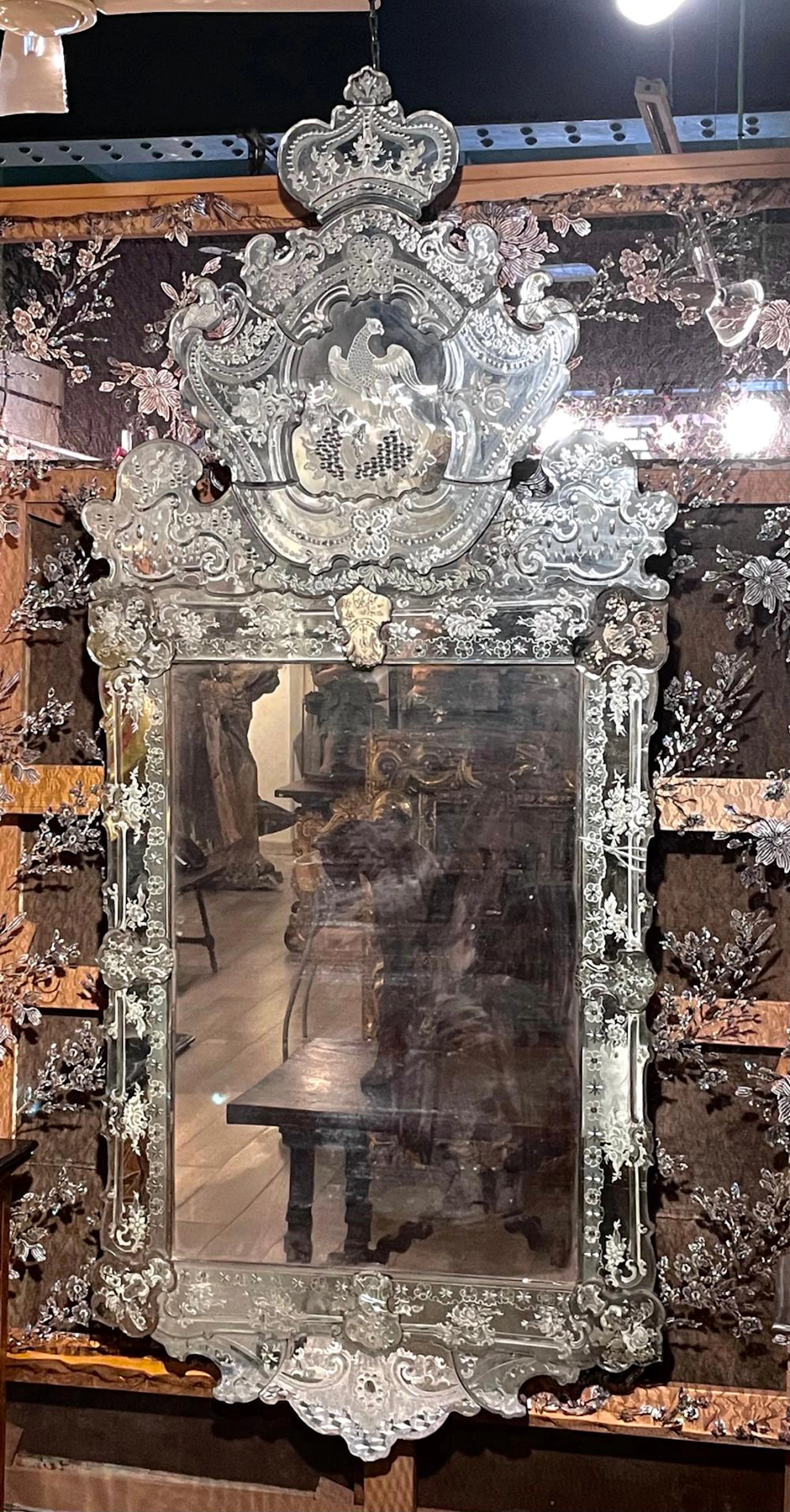 Magnificent cut glass mirror.  Venice.  Italy