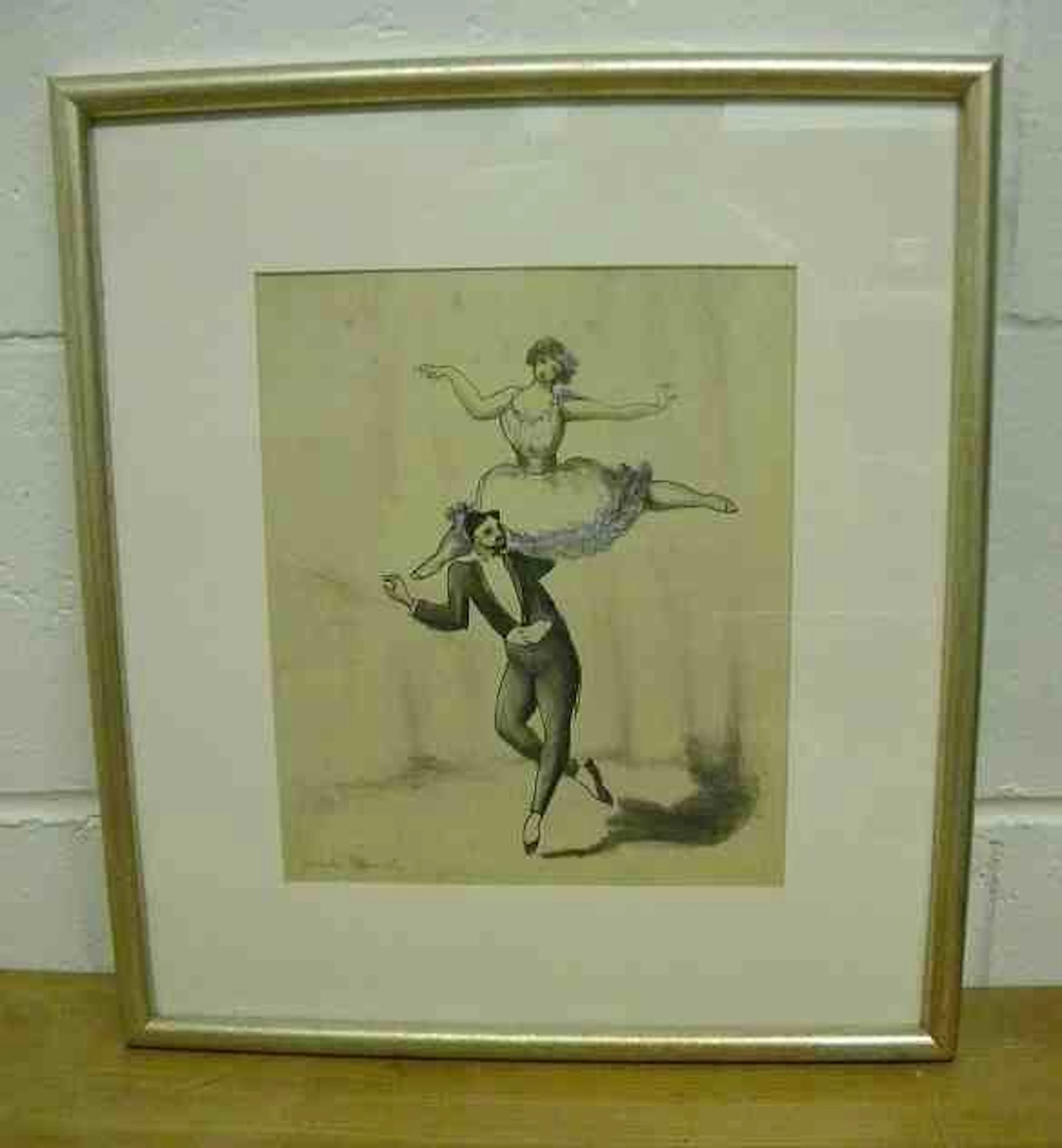 Lucile Blanch Ink & Watercolor Man & Woman Dancers