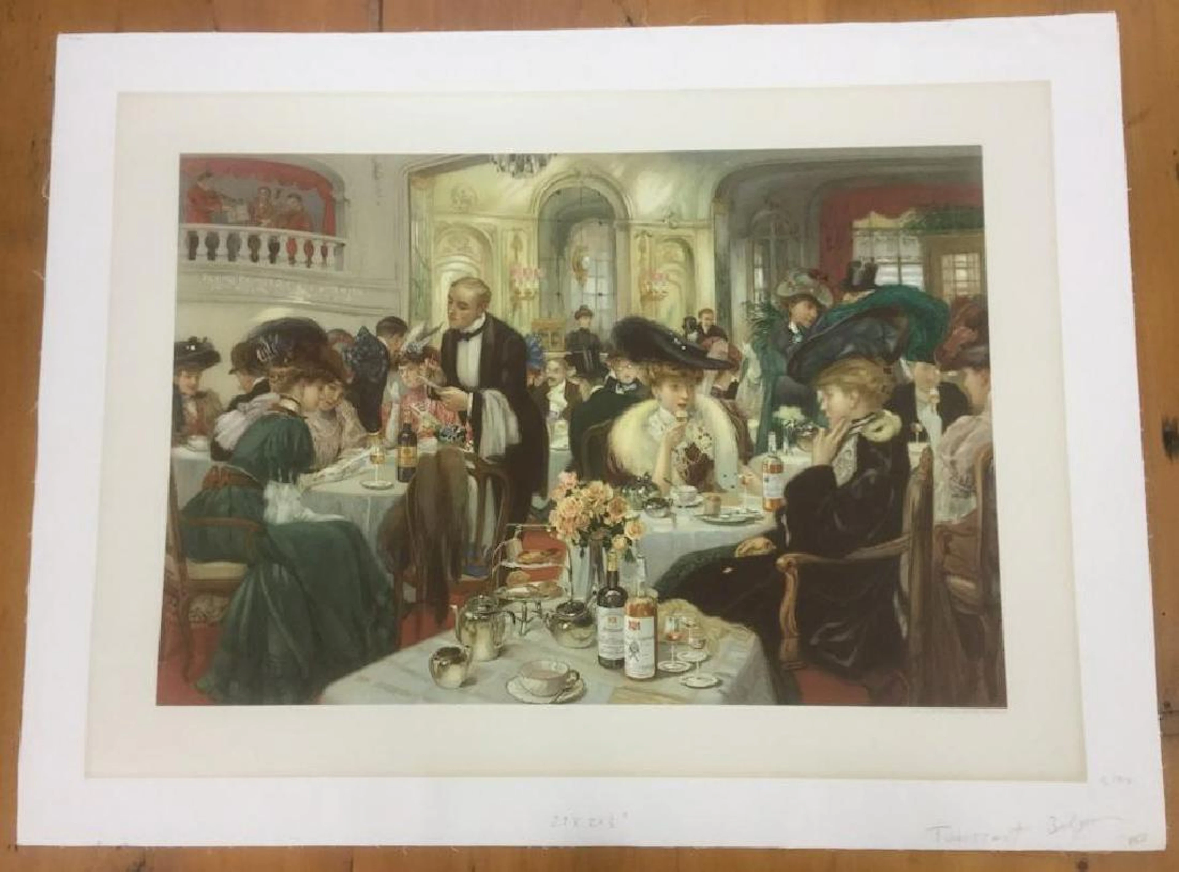 Belgium poster, c. 1910, linen backed, restaurant scene