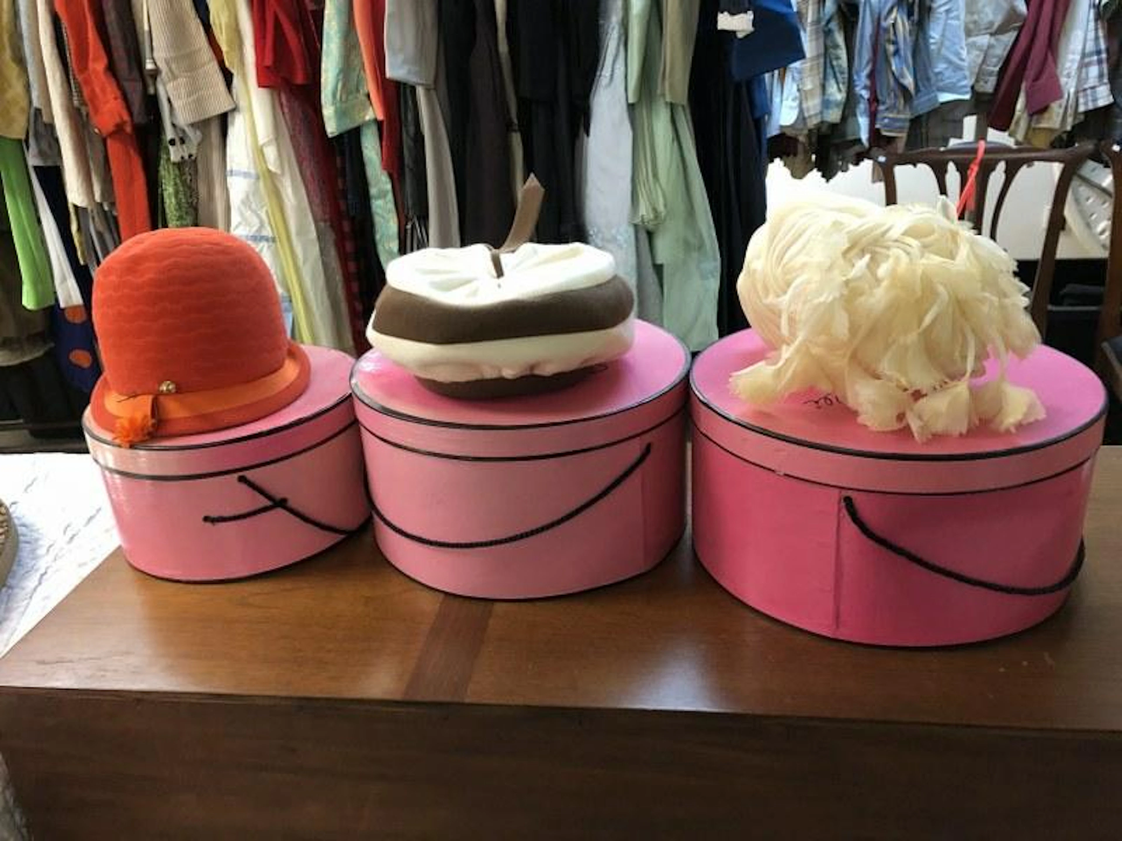 (3) vintage schiaparelli ladies hats in wonderful