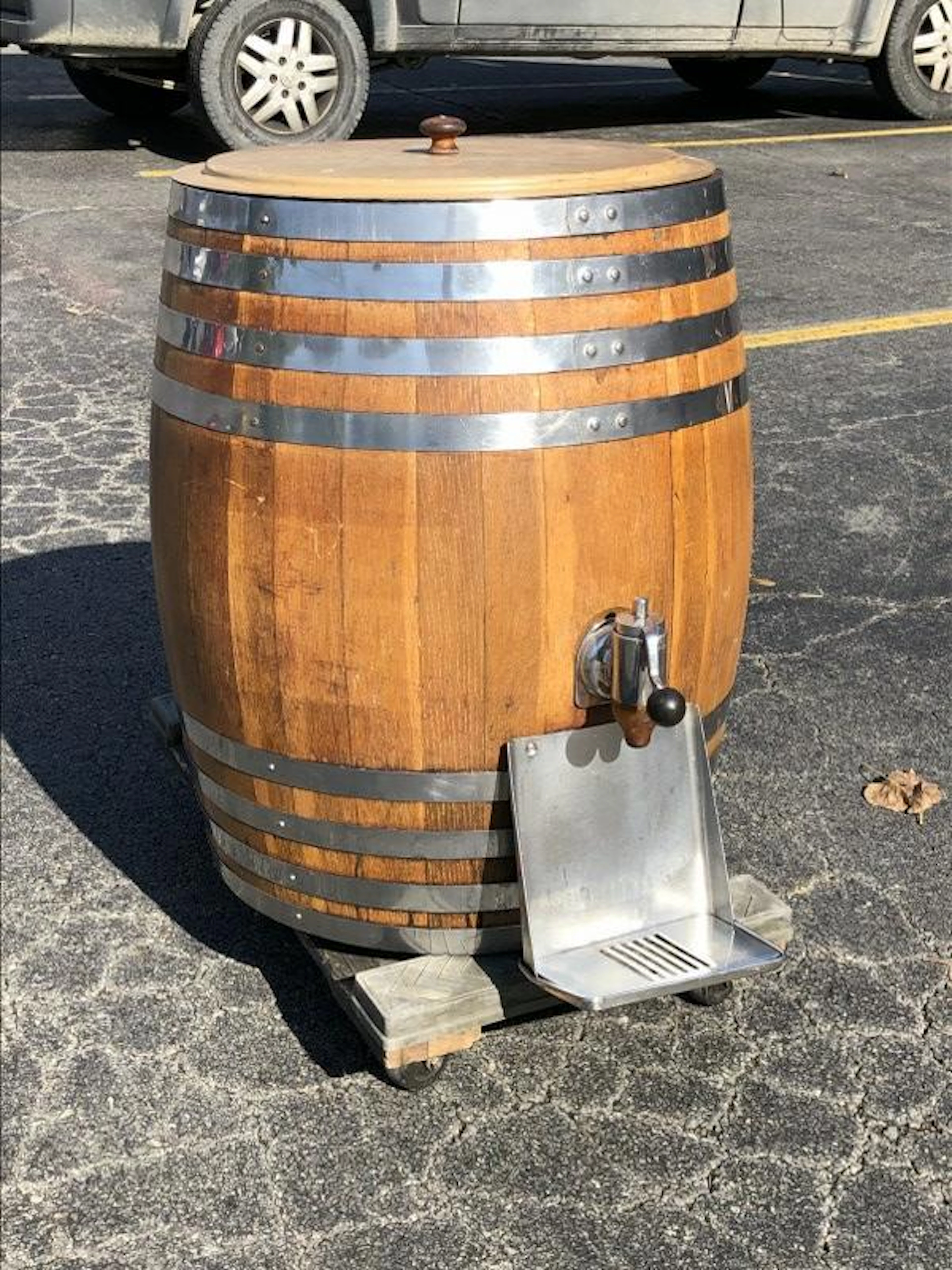 OLD RICHARDSON ROOT BEER OAK BARREL DISPENSER, ALL