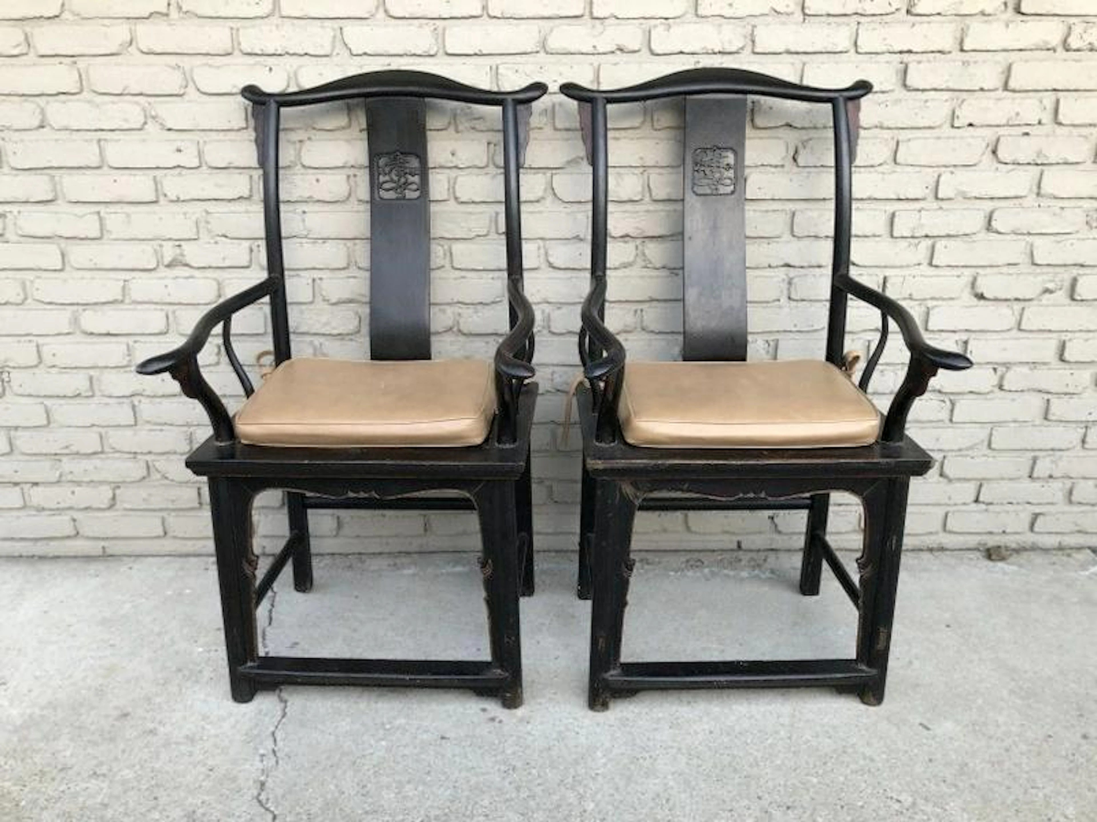 PR OF EARLY CHINESE CARVED CHAIRS FROM DESIGNER