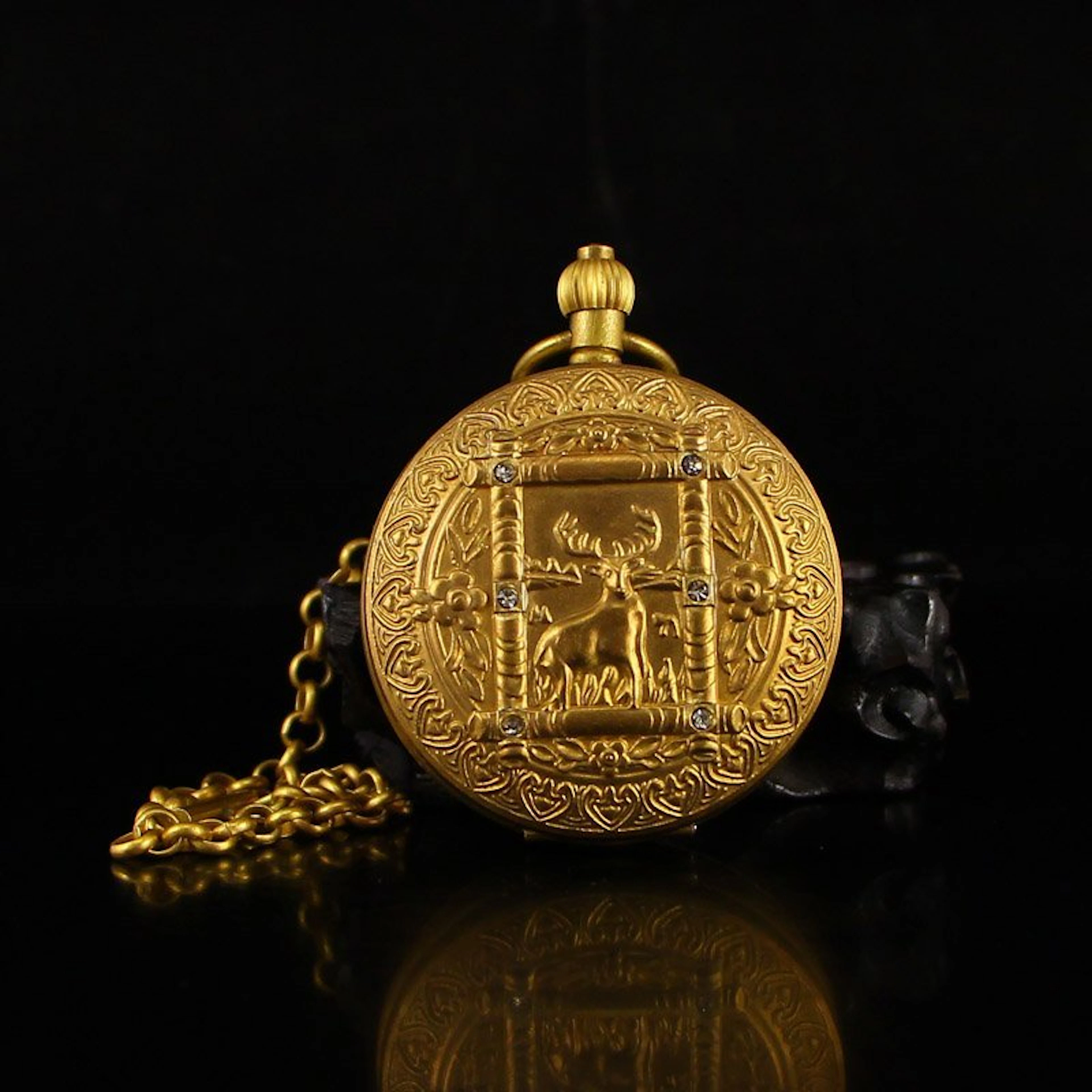 Vintage Gilt Gold Bronze Machinery Pocket Watch