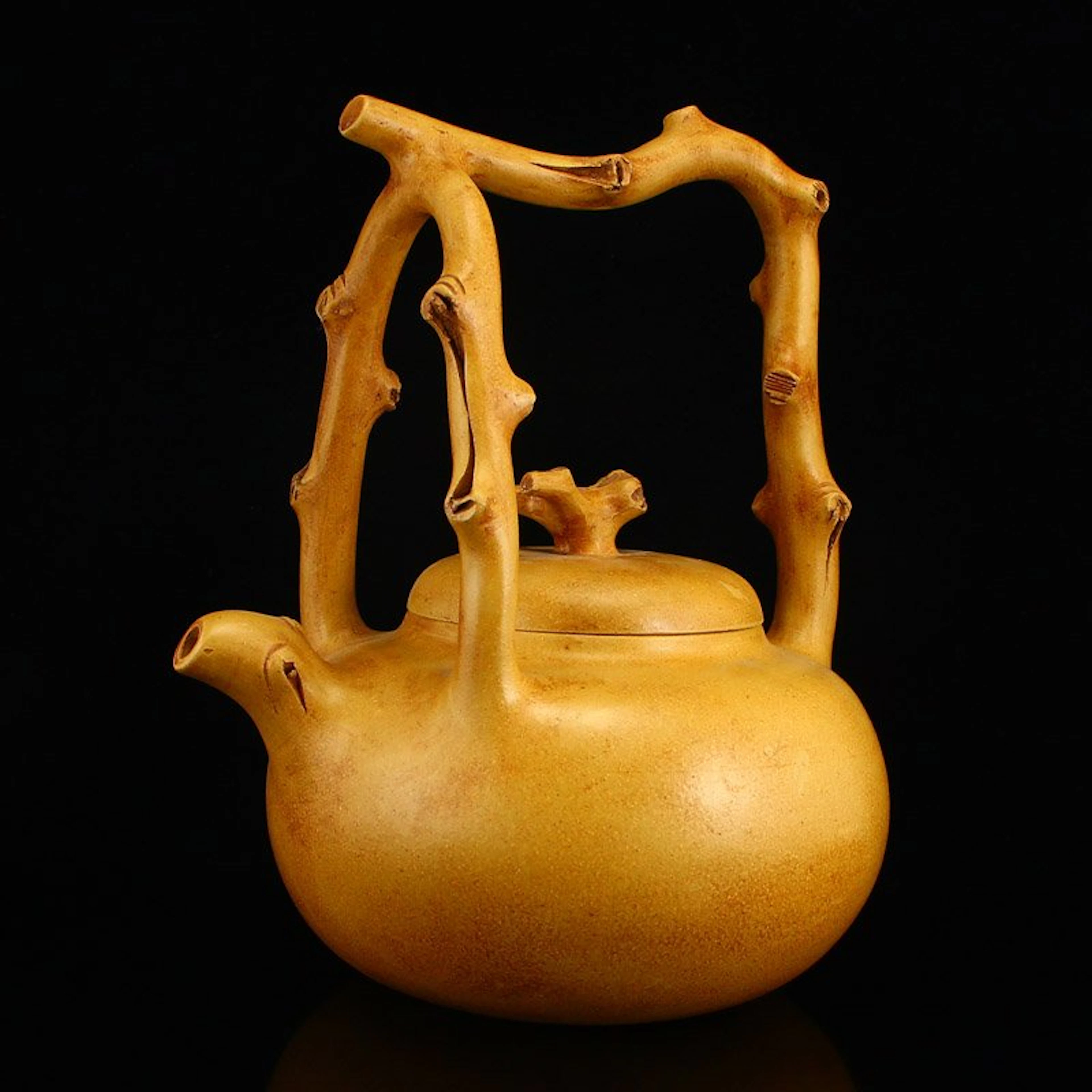Chinese Yixing Yellow Zisha Clay Big Teapot