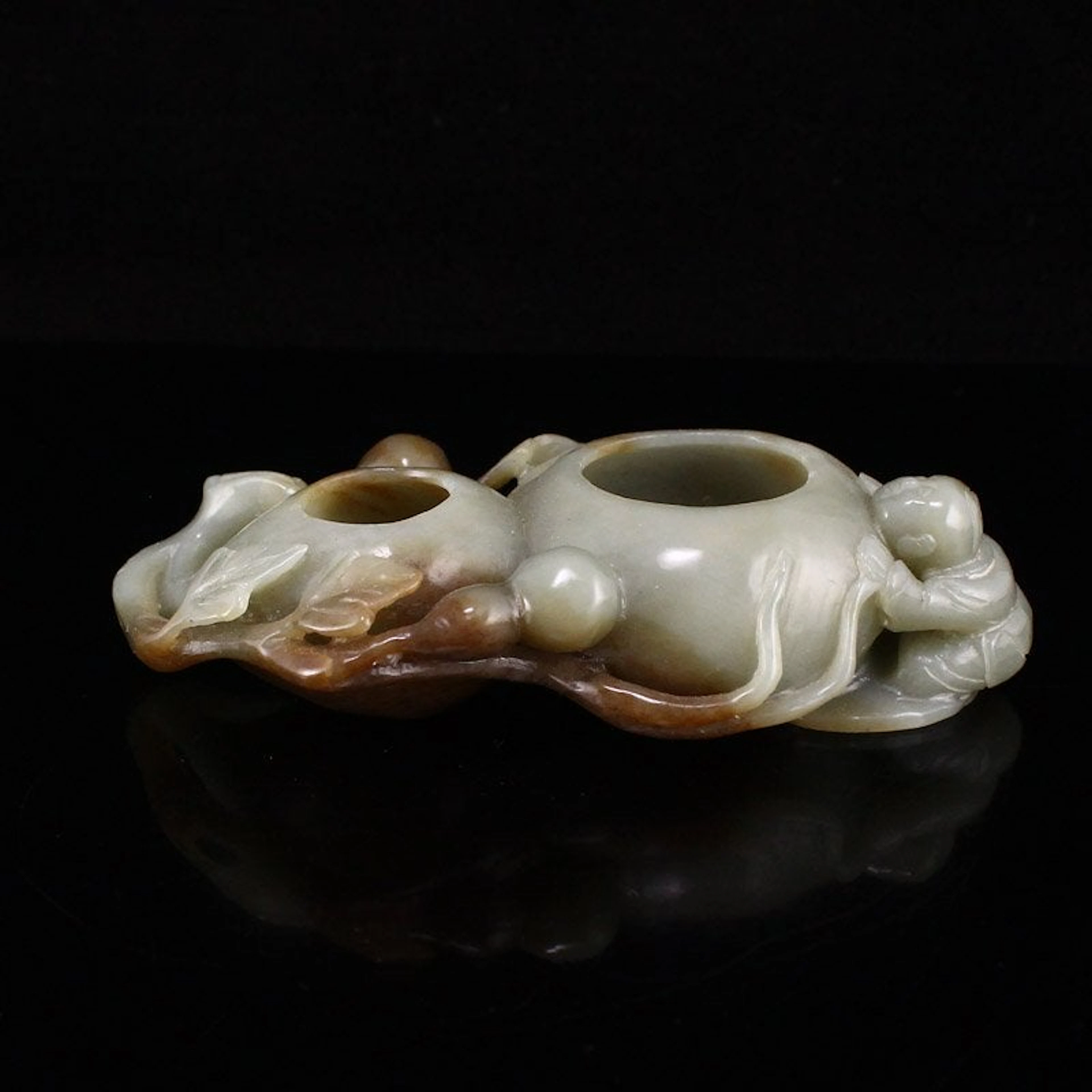 Superb Chinese Qing Dy Hetian Jade Urchin Brush Washer