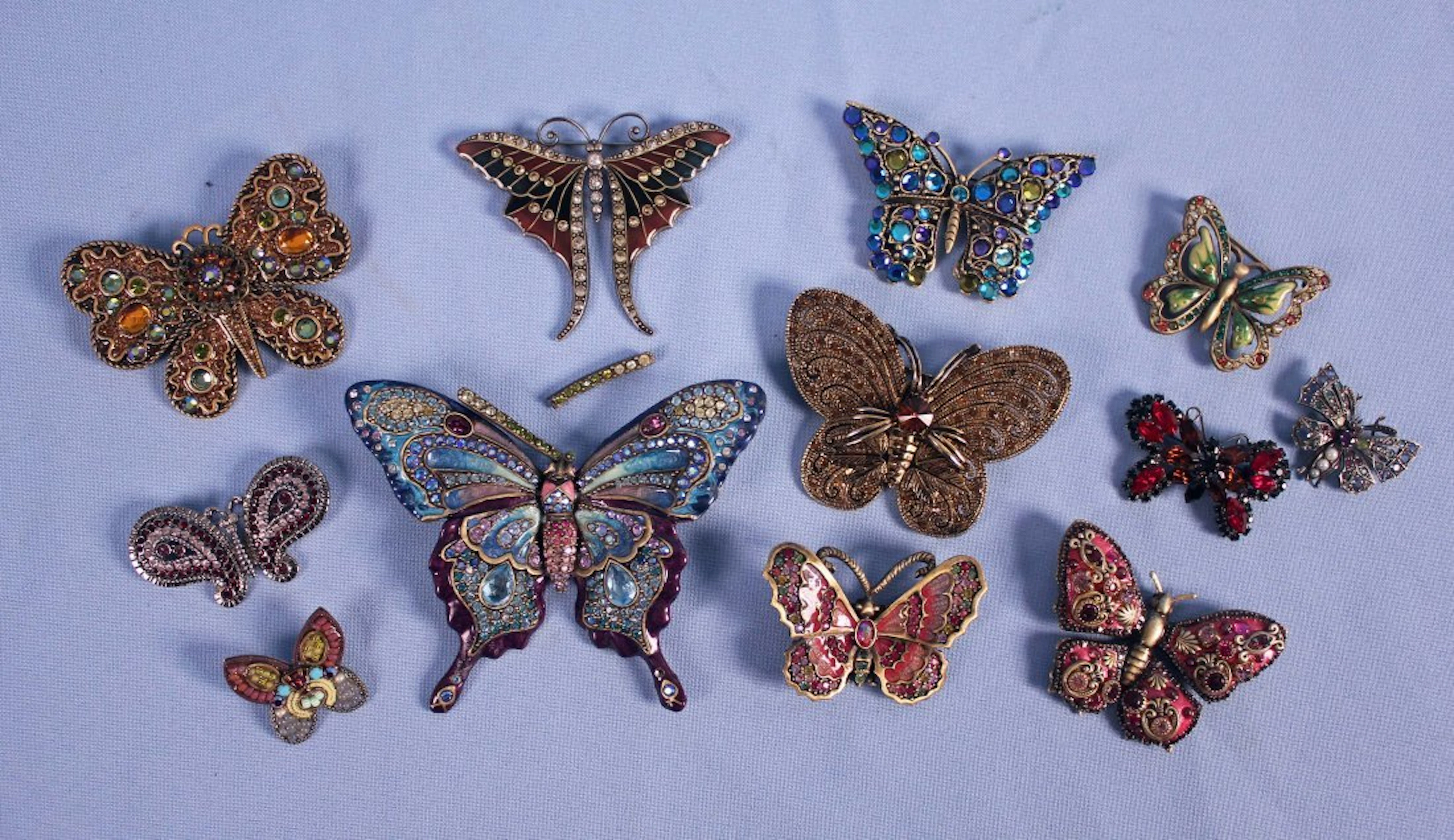 Group of 12 Multicolor Rhinestone Butterflies