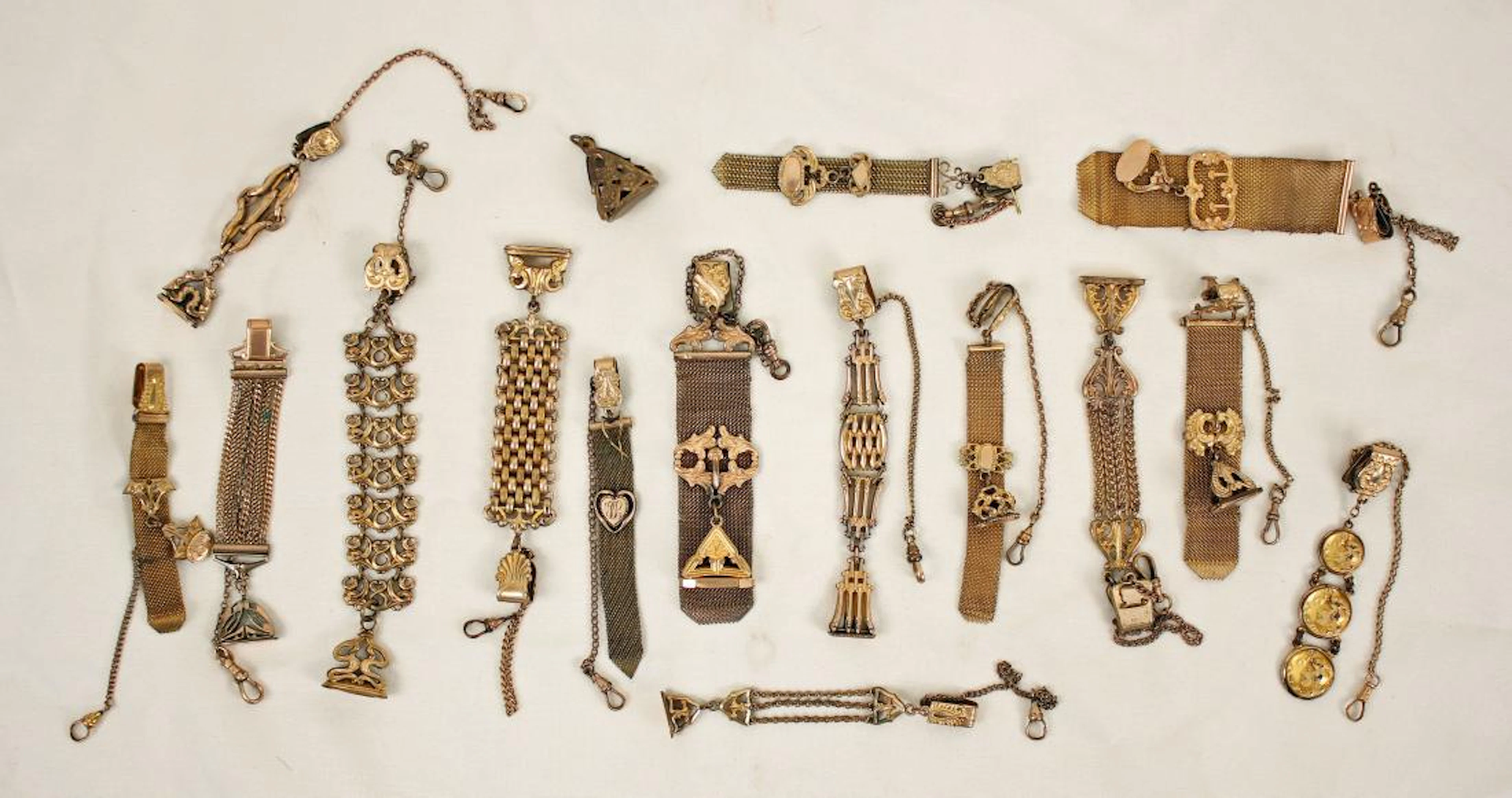 15 Gold-Filled Vest Pocket Watch Chains w/ Fobs