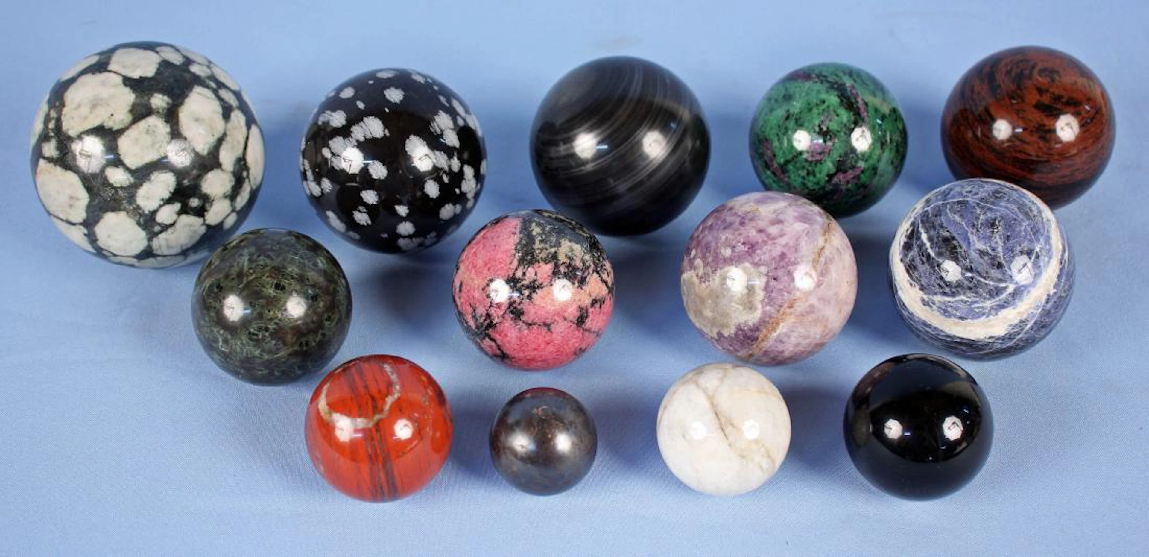 Group of (13) Mineral Spheres