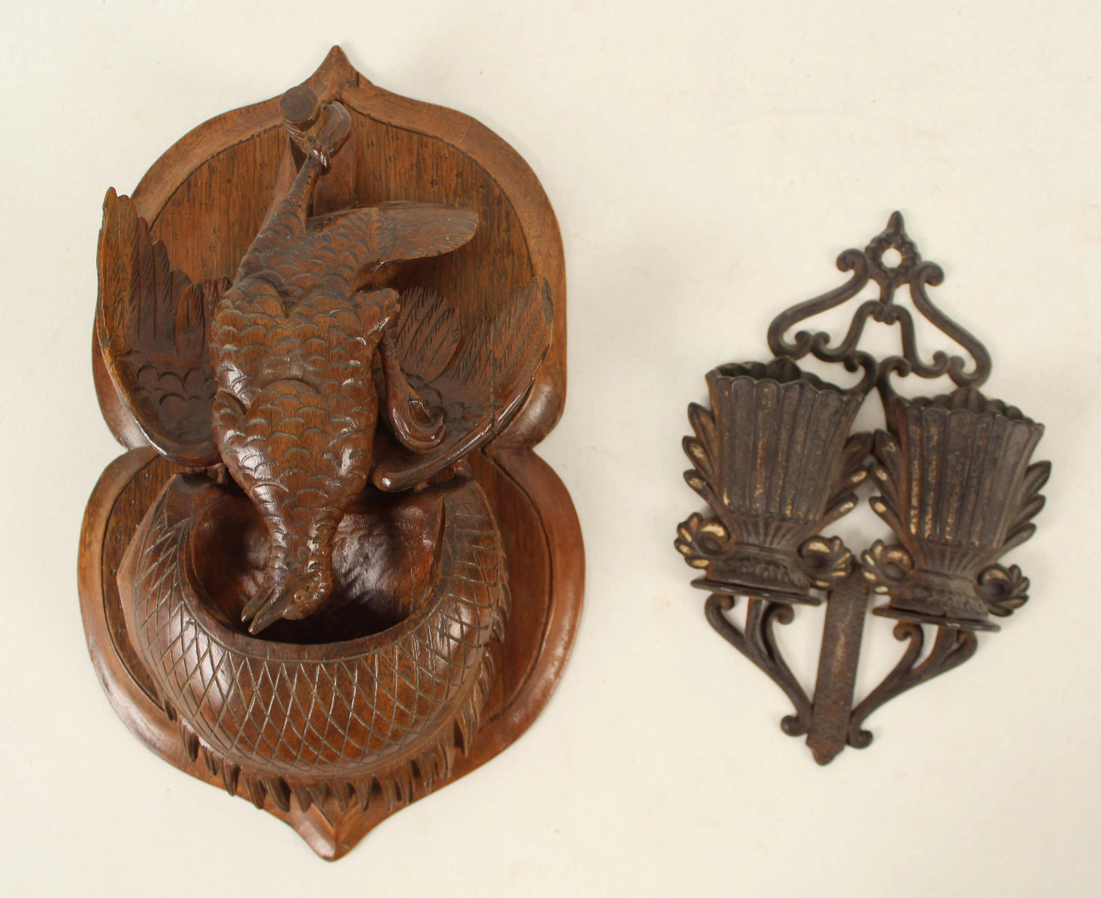 Black Forrest Bird & 1867 Iron Match Holders